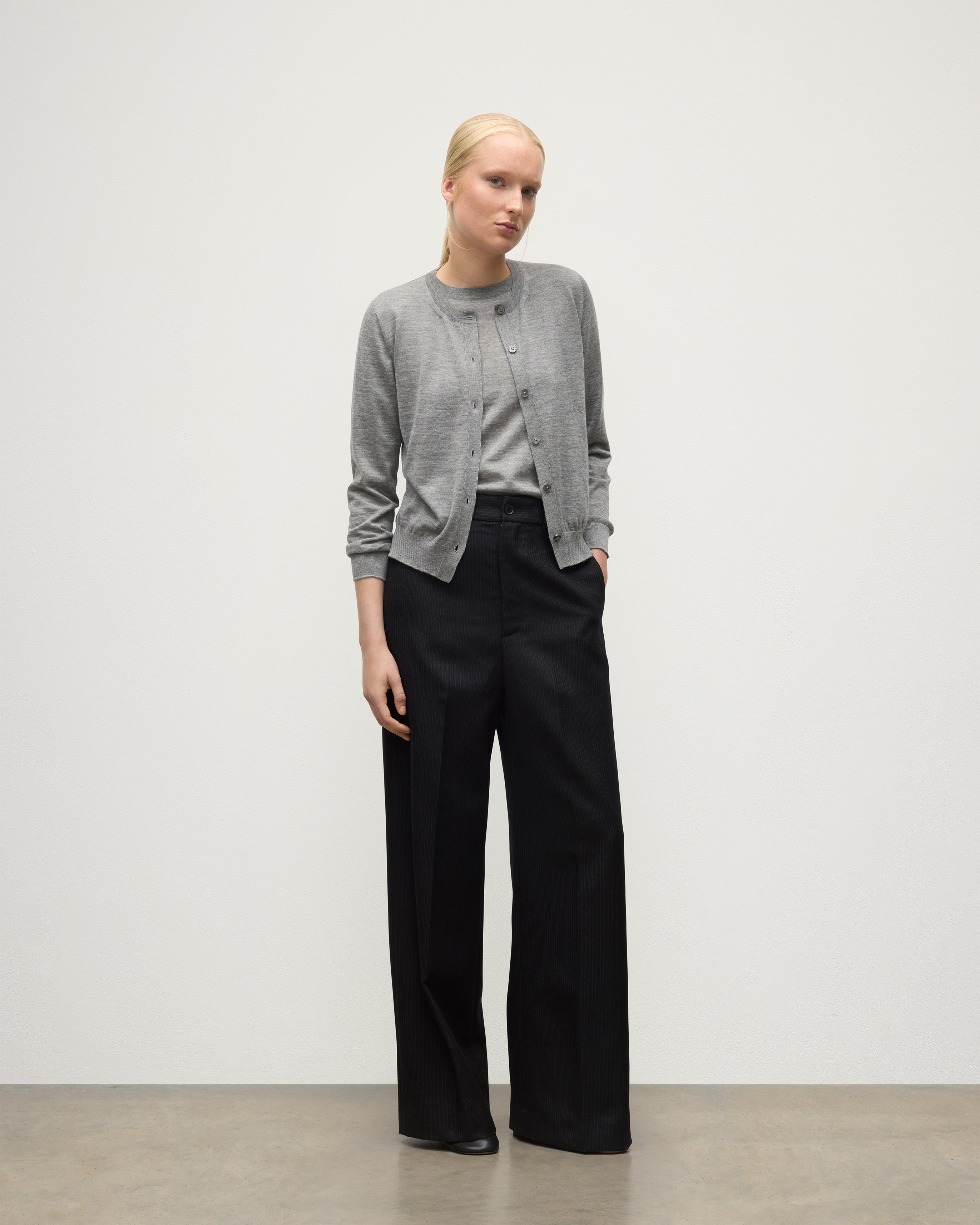 Honor Grey Superfine Cashmere Cardigan