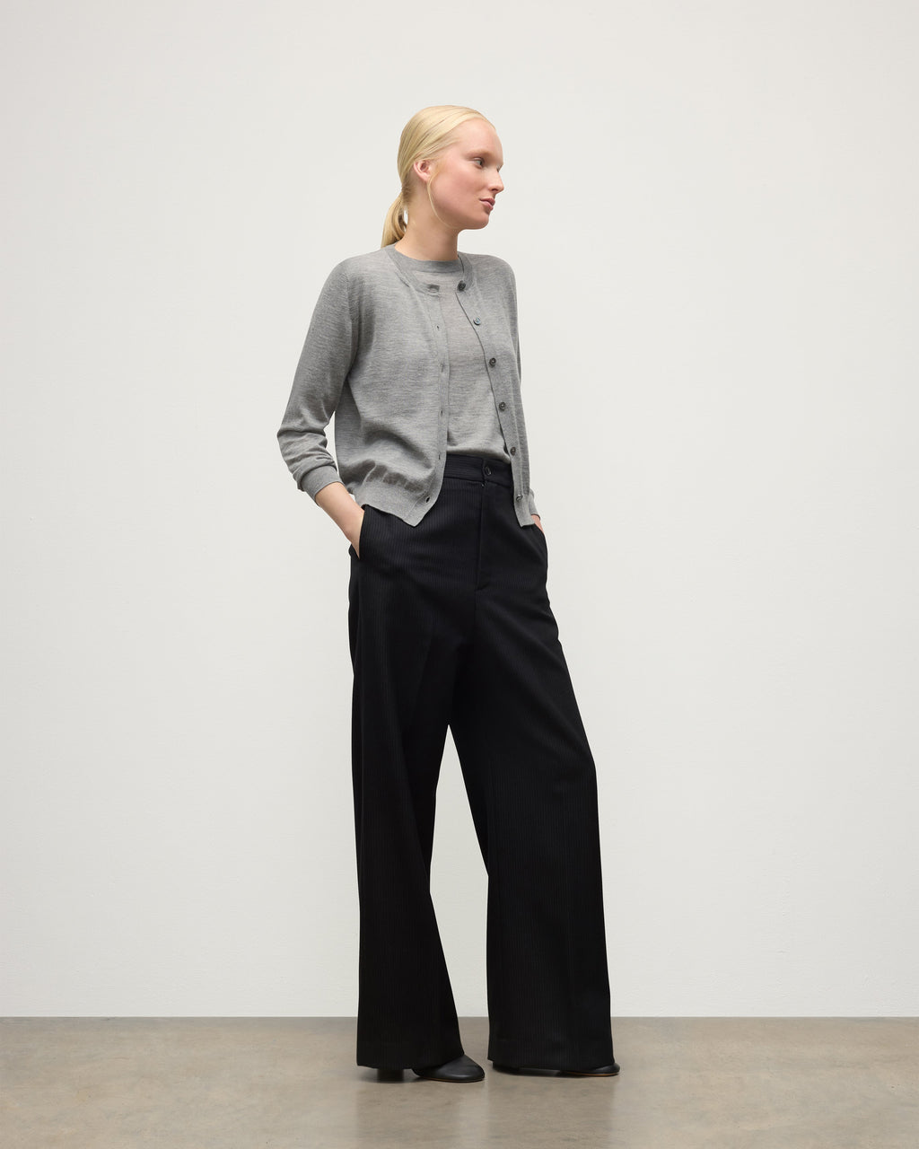 Honor Grey Superfine Cashmere Cardigan