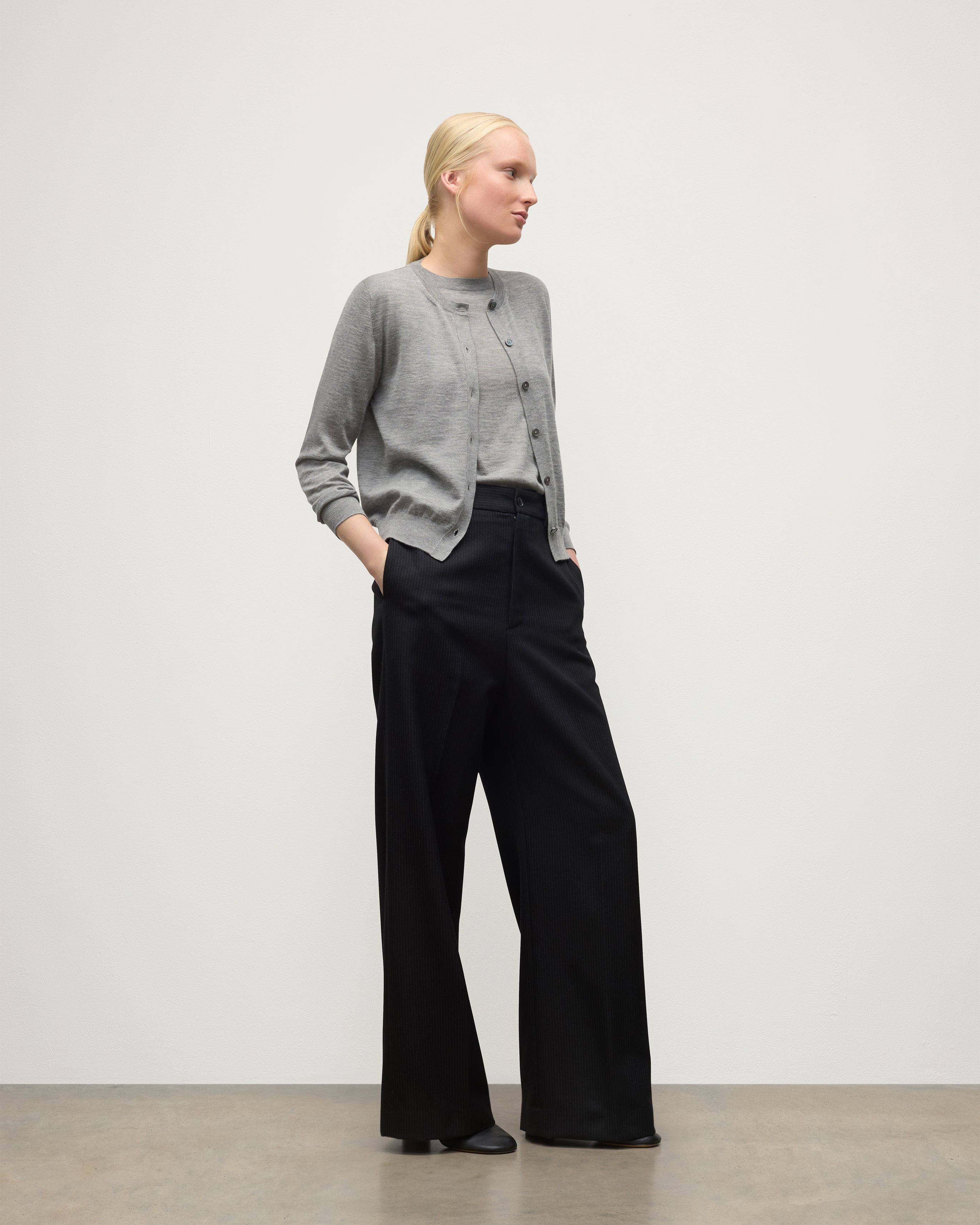 Honor Grey Superfine Cashmere Cardigan