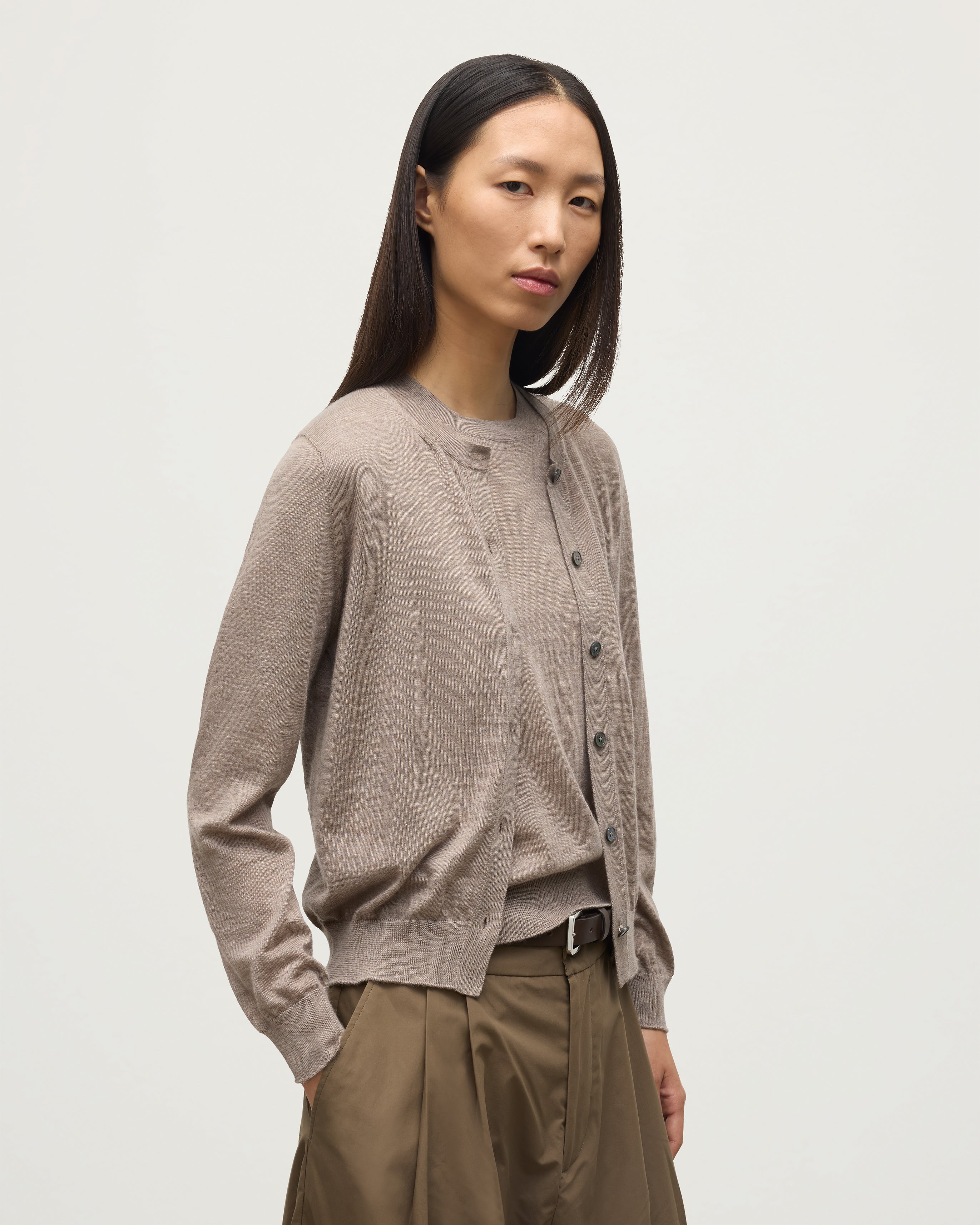 Honor Light Brown Superfine Cashmere Cardigan
