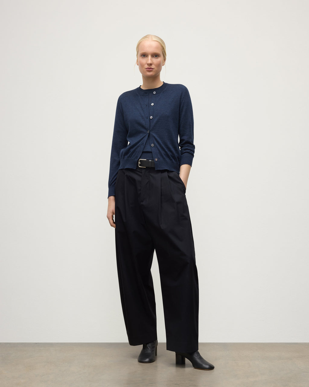 Honor Navy Superfine Cashmere Cardigan