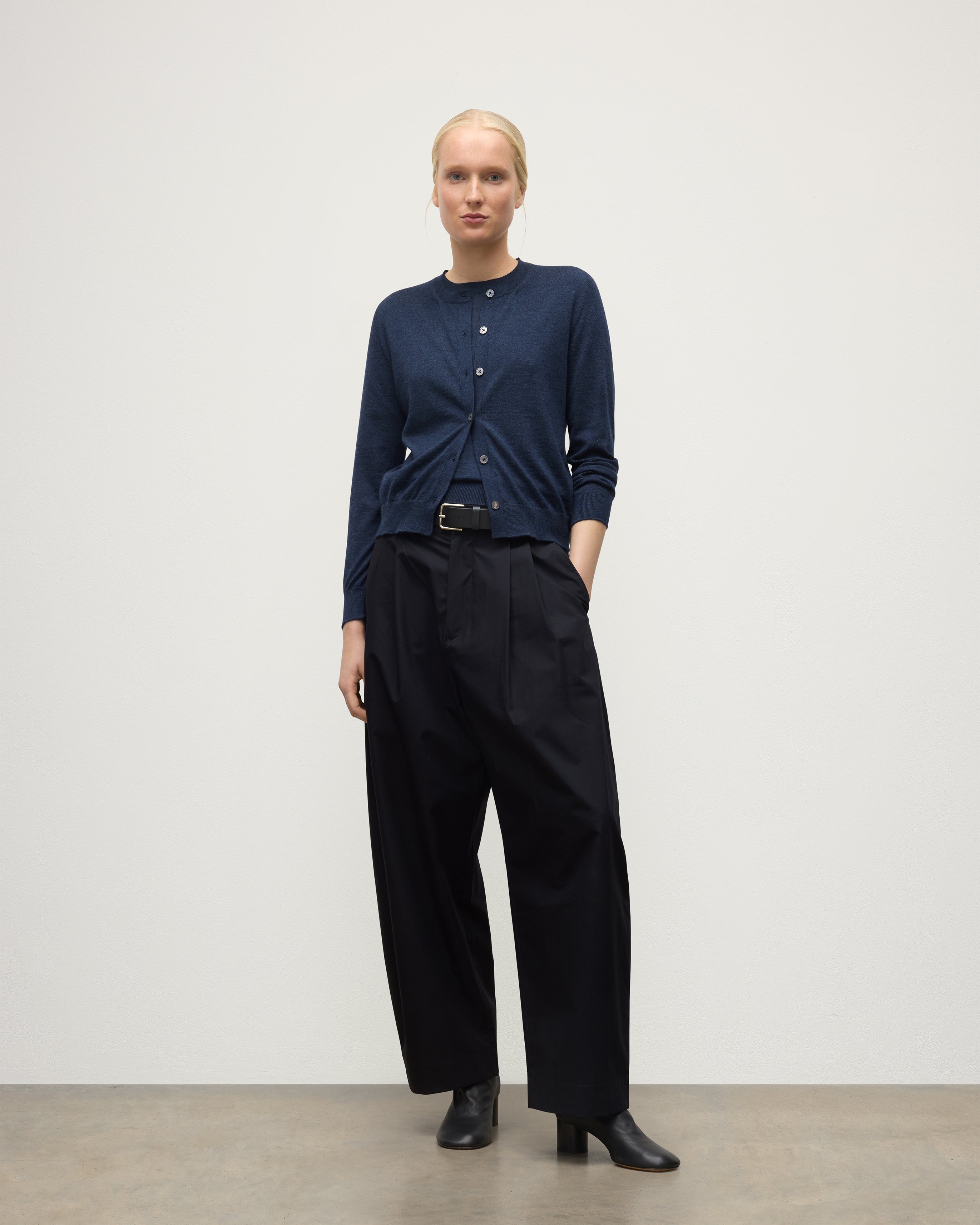 Honor Navy Superfine Cashmere Cardigan