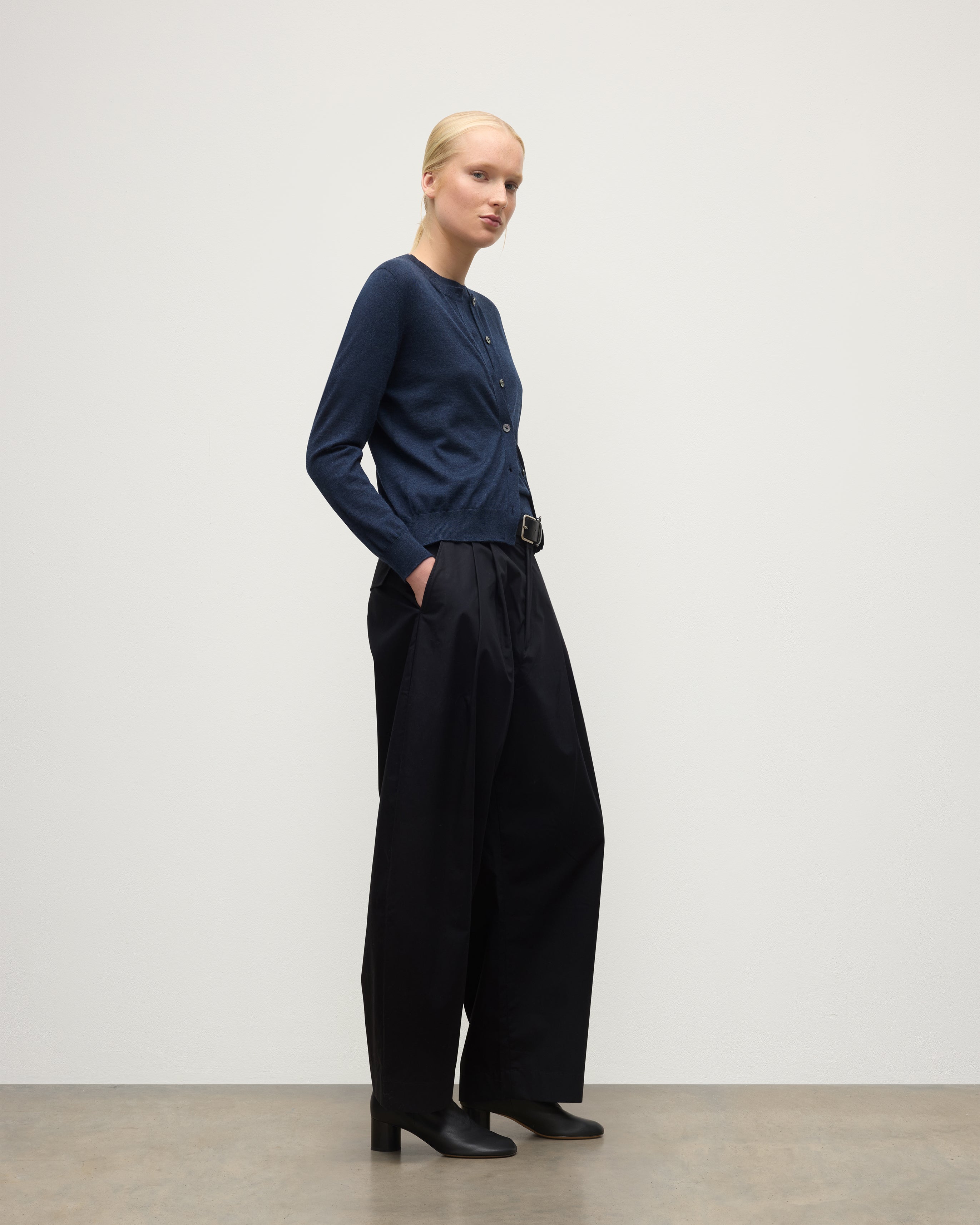 Honor Navy Superfine Cashmere Cardigan