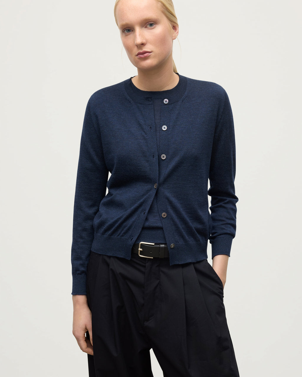 Honor Navy Superfine Cashmere Cardigan