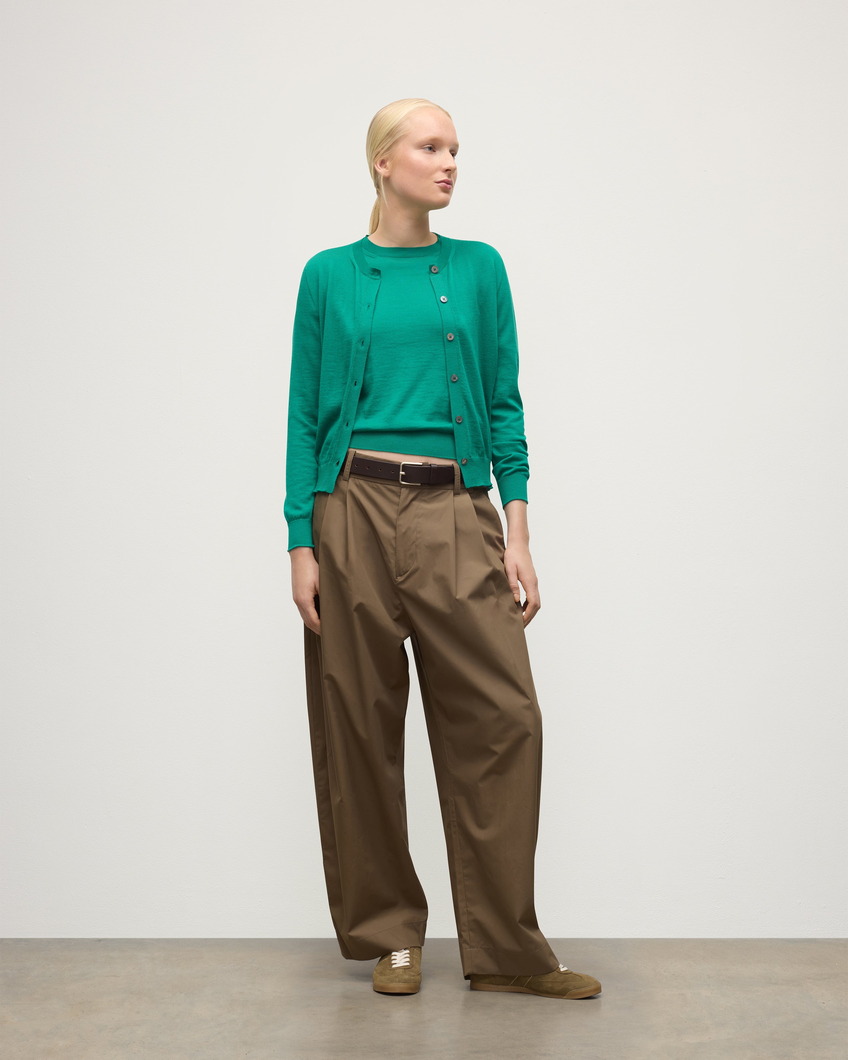 Honor Bright Green Superfine Cashmere Cardigan
