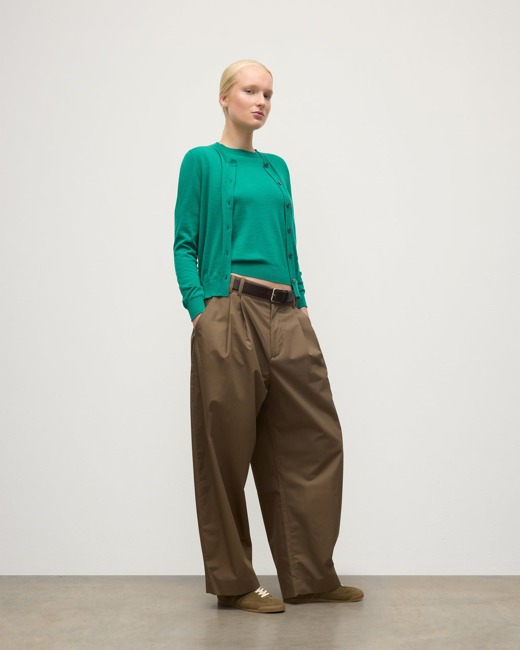 Honor Bright Green Superfine Cashmere Cardigan