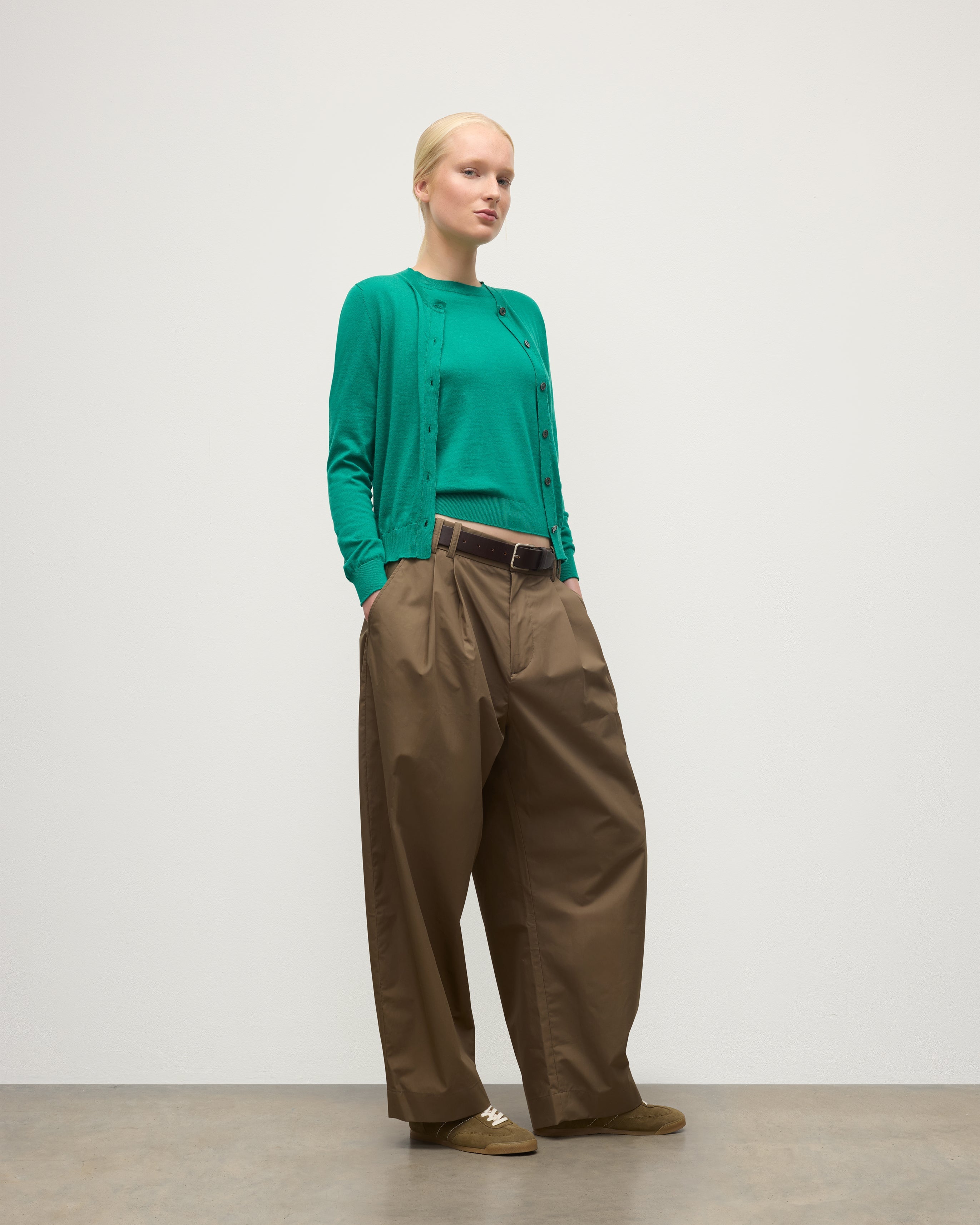 Honor Bright Green Superfine Cashmere Cardigan