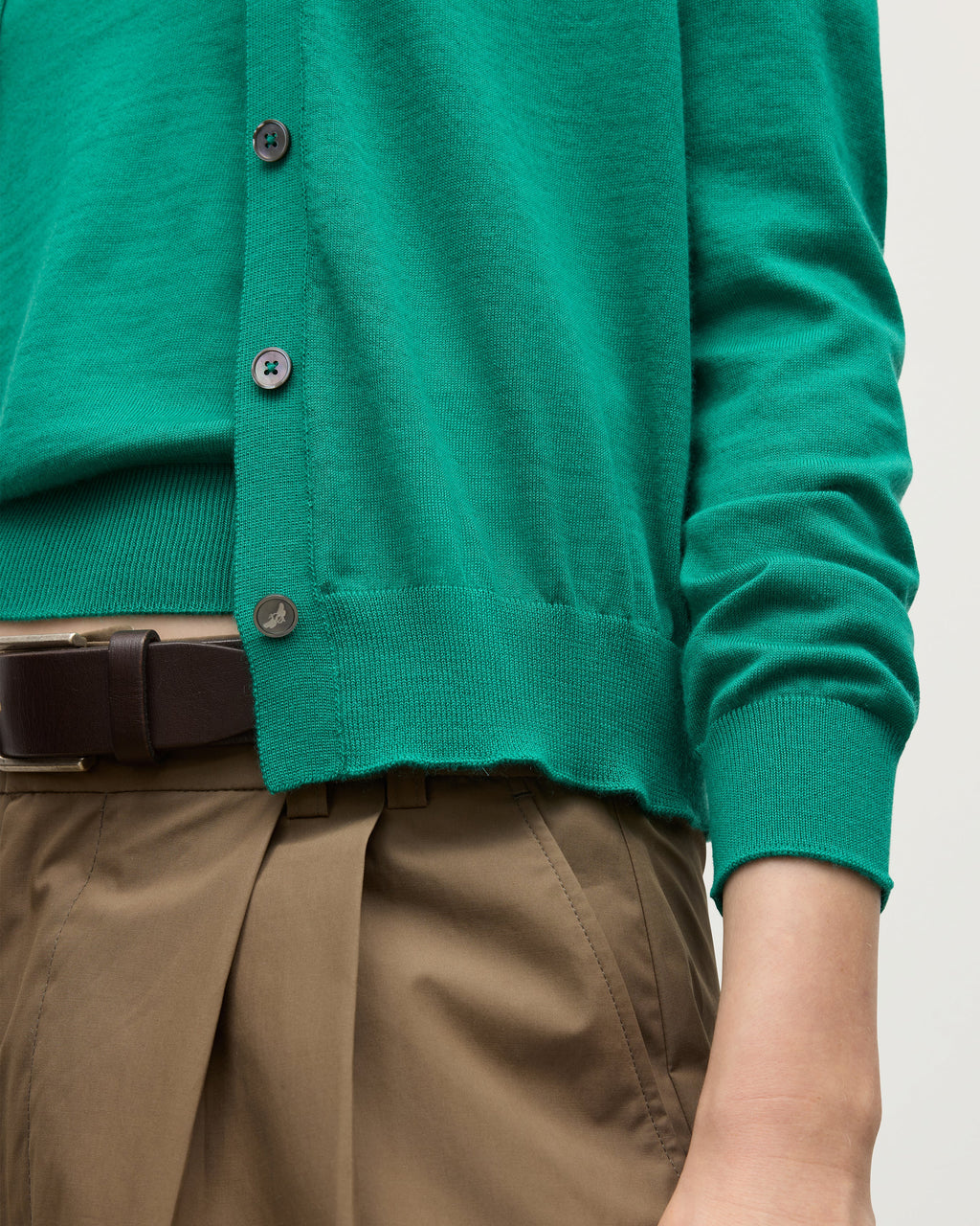 Honor Bright Green Superfine Cashmere Cardigan