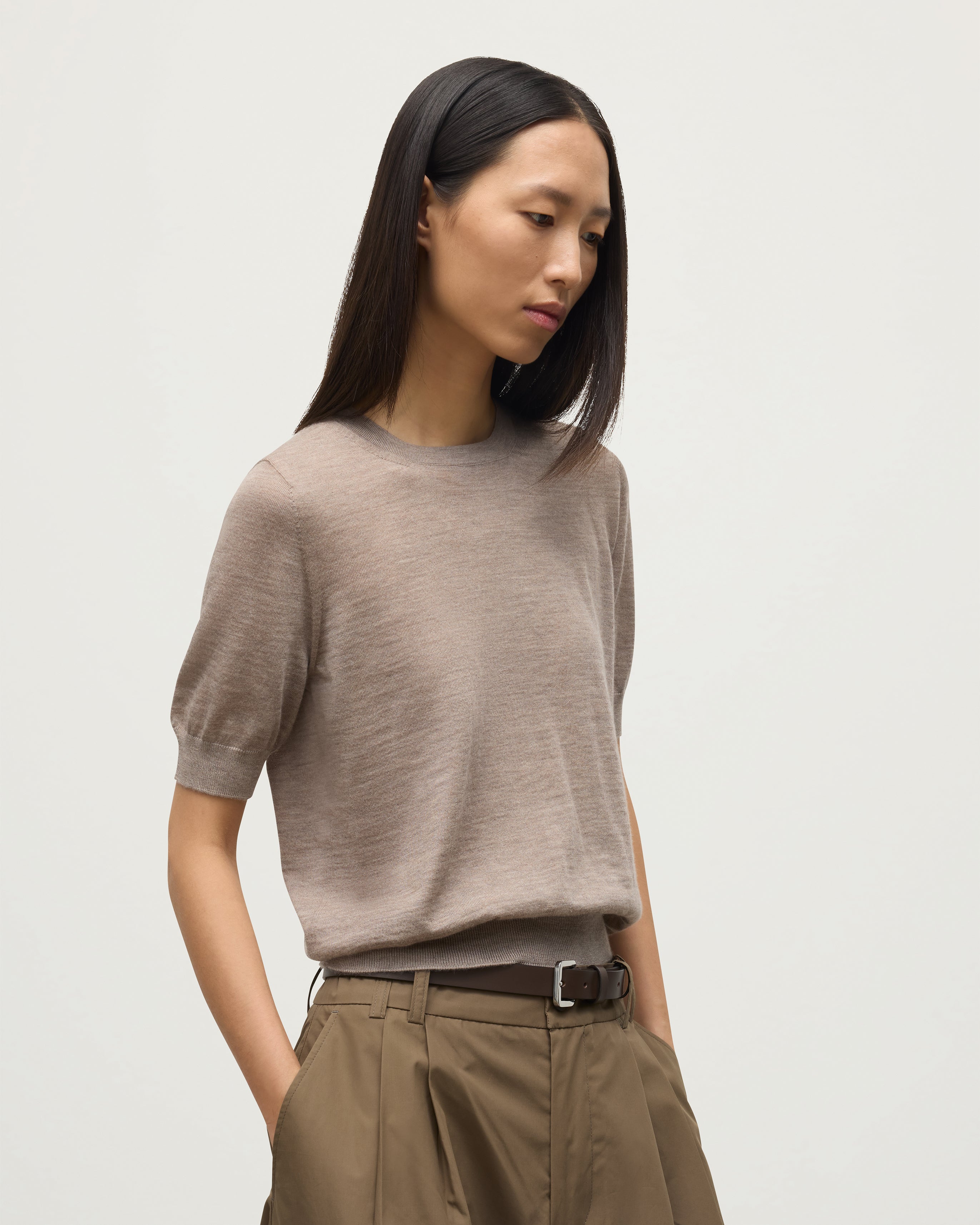 Honor Light Brown Superfine Cashmere T-Shirt