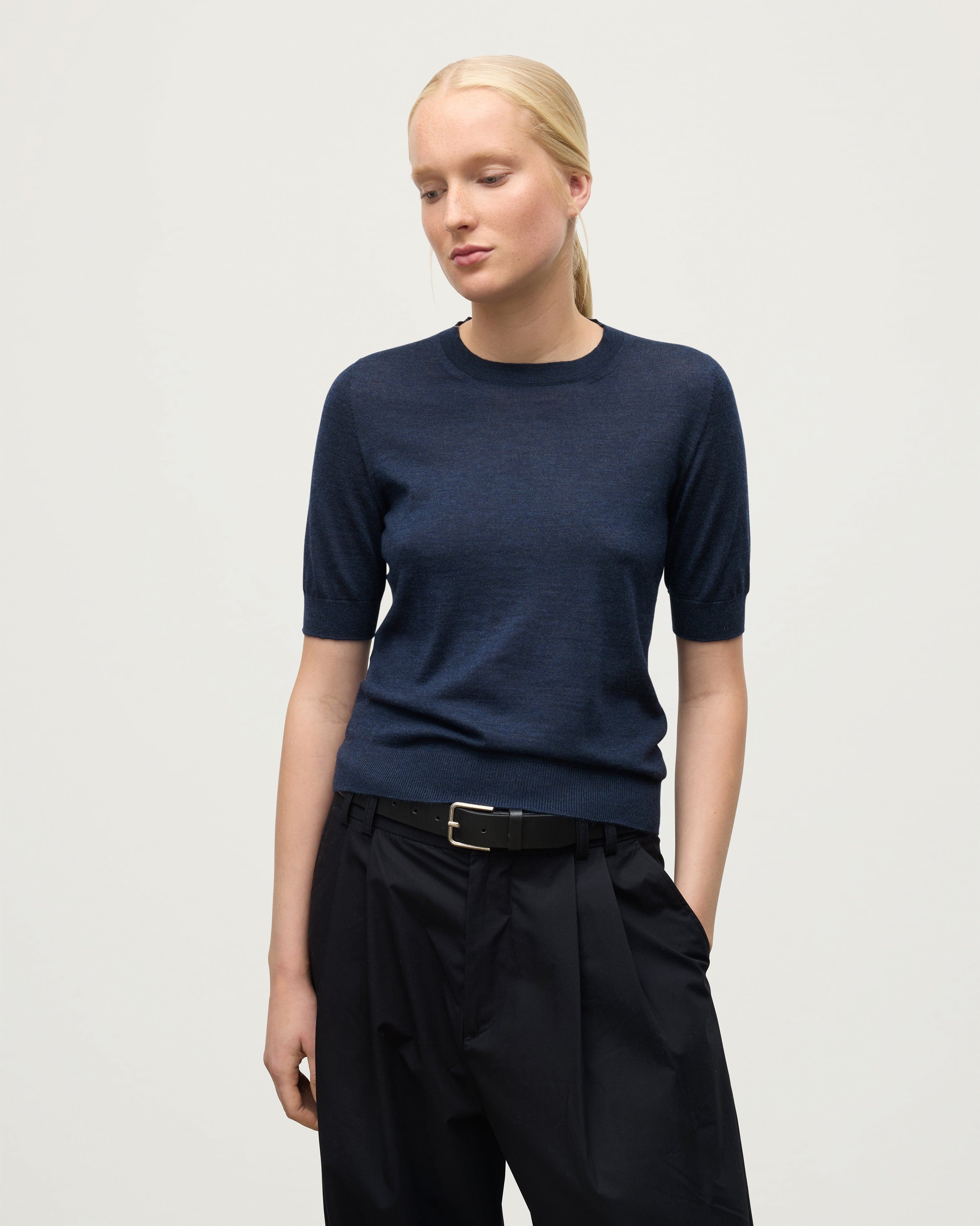 Honor Navy Superfine Cashmere T-Shirt