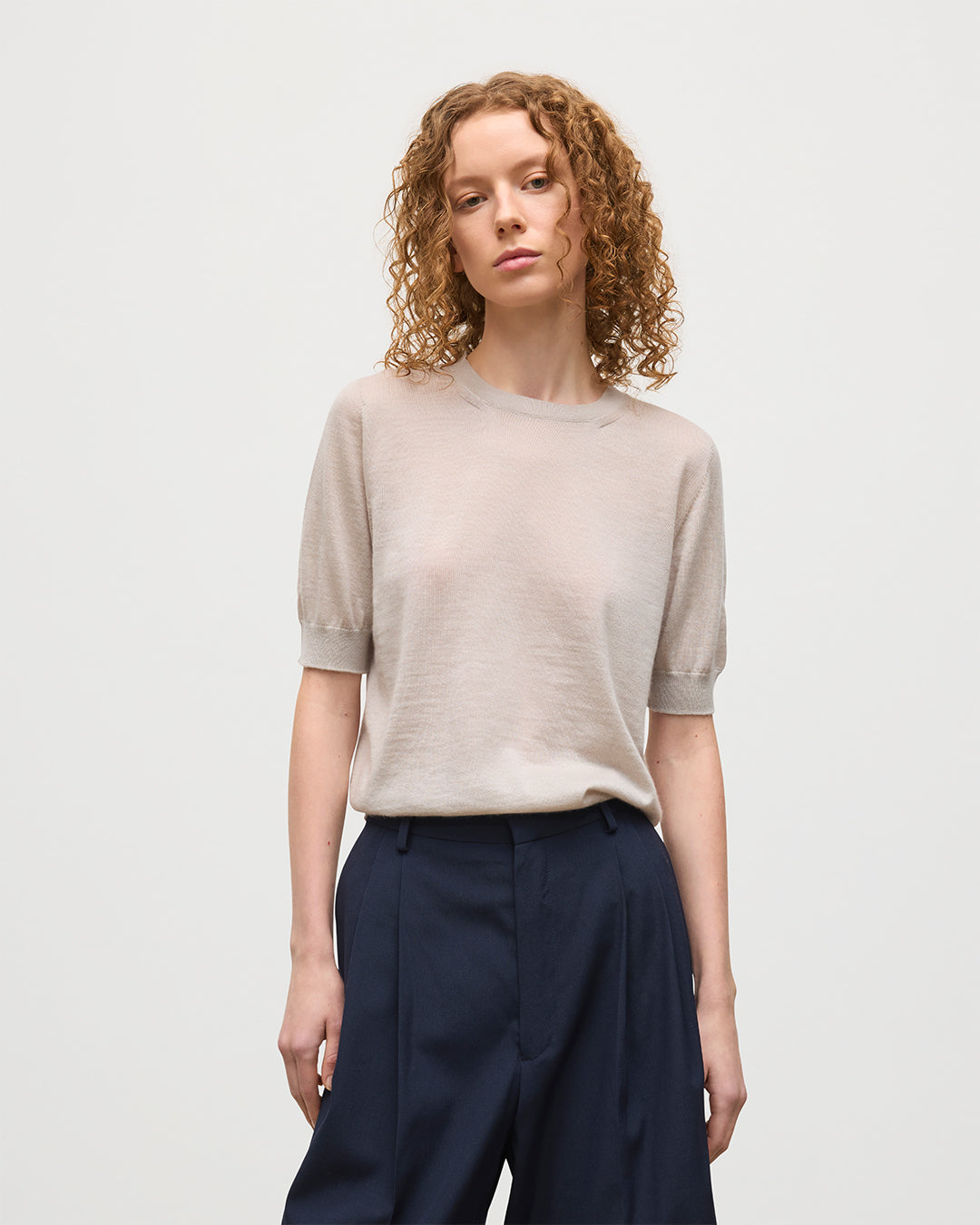 Honor Cream Superfine Cashmere T-Shirt