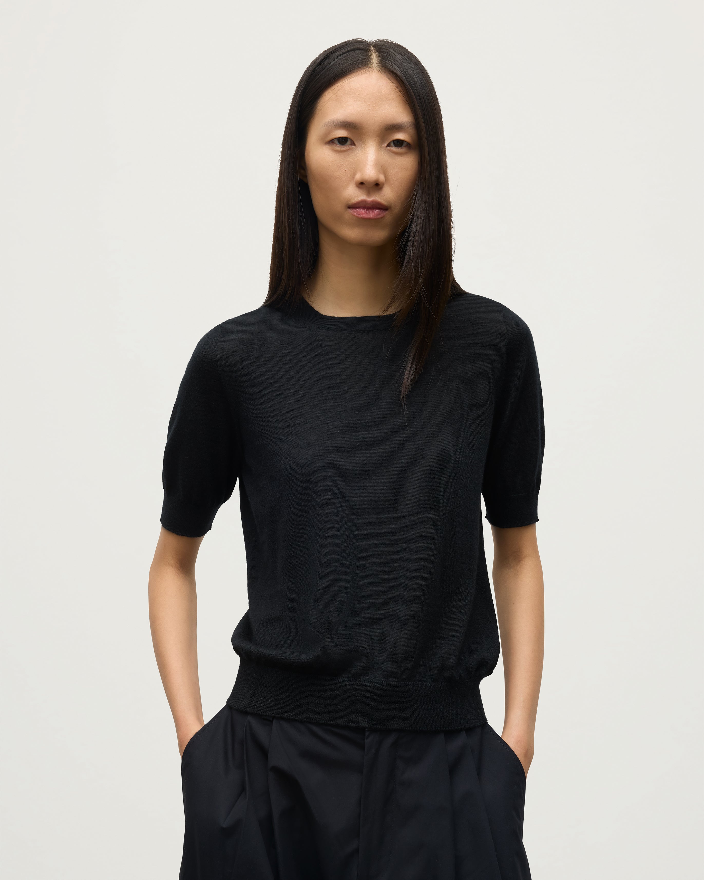 Honor Black Superfine Cashmere T-Shirt