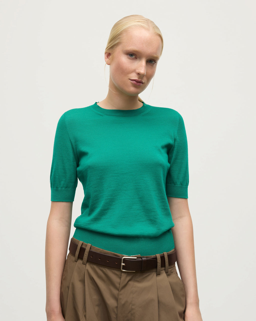Honor Bright Green Superfine Cashmere T-Shirt