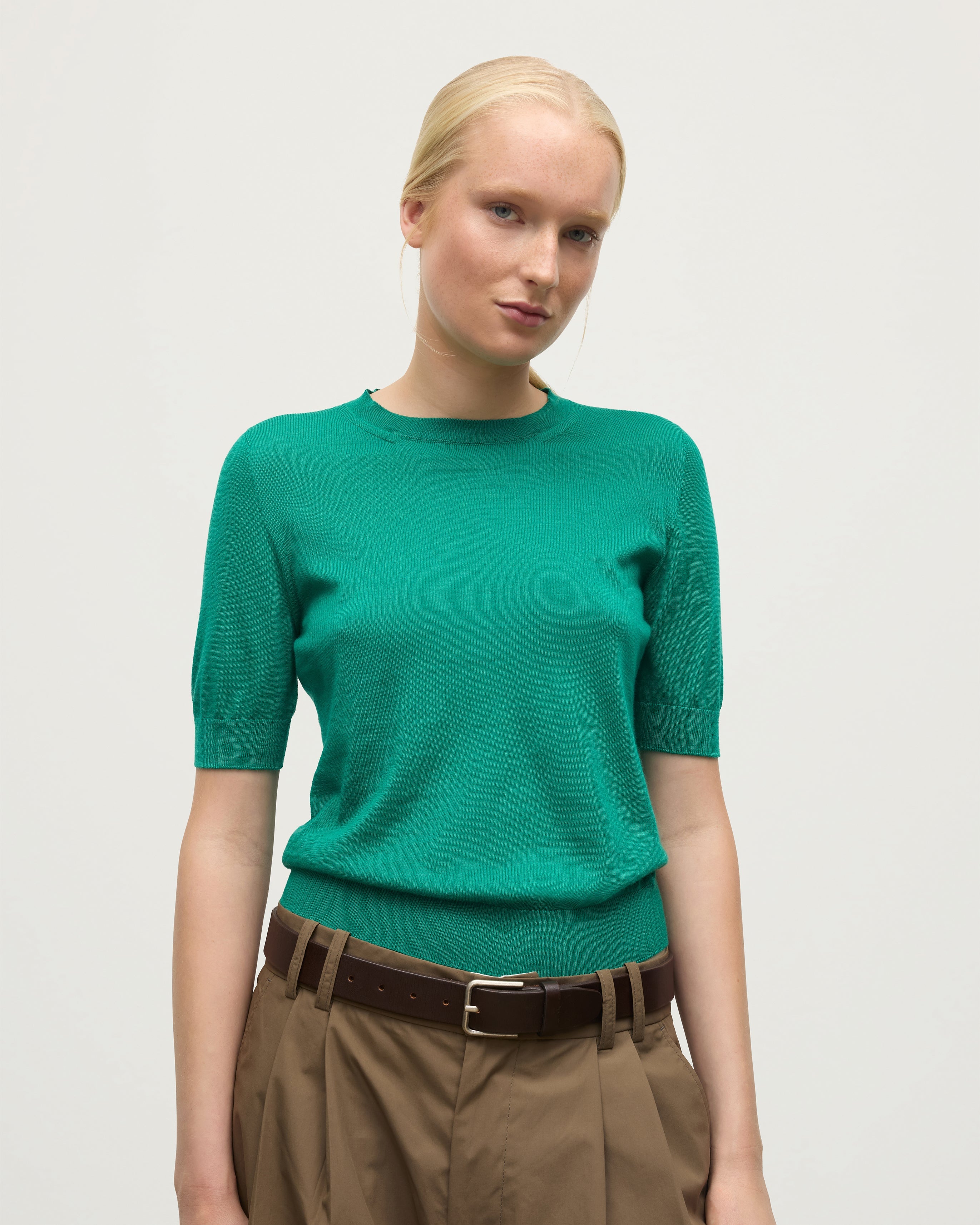 Honor Bright Green Superfine Cashmere T-Shirt