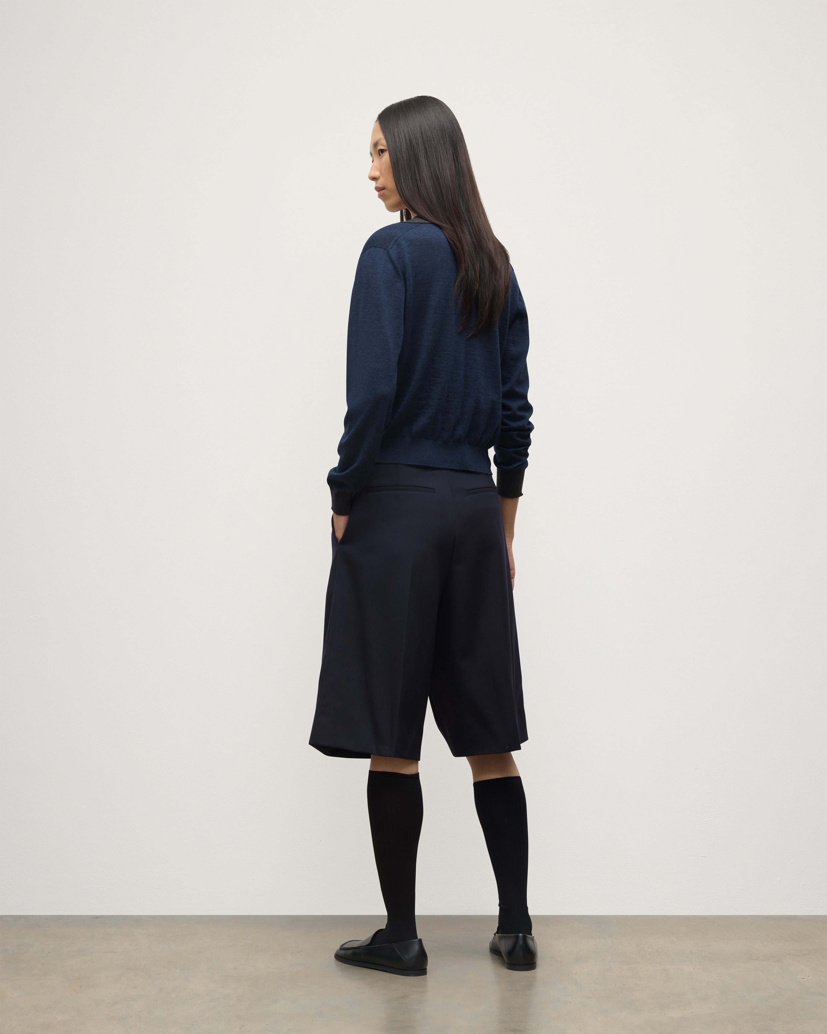 Dee Navy & Grey Superfine Cashmere Polo Shirt