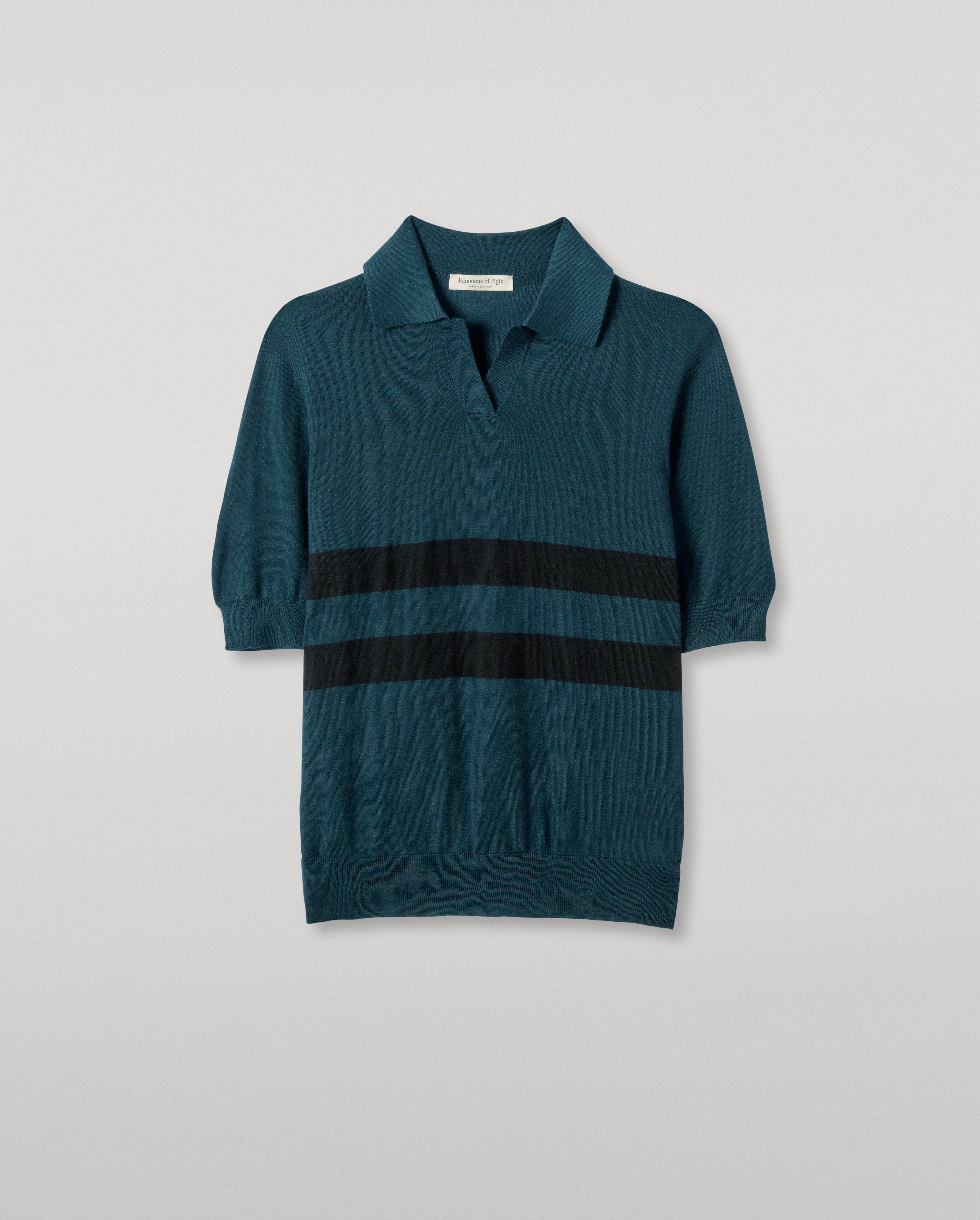 Coira Green & Black Superfine Cashmere Polo Shirt