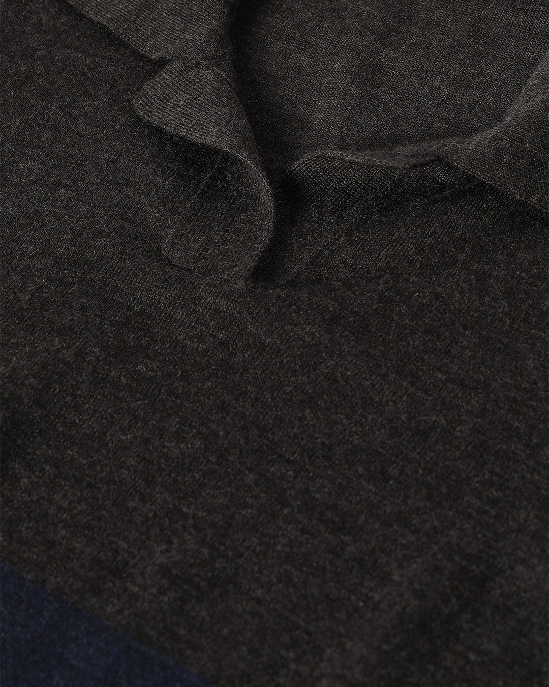 Coira Charcoal & Navy Superfine Cashmere Polo Shirt