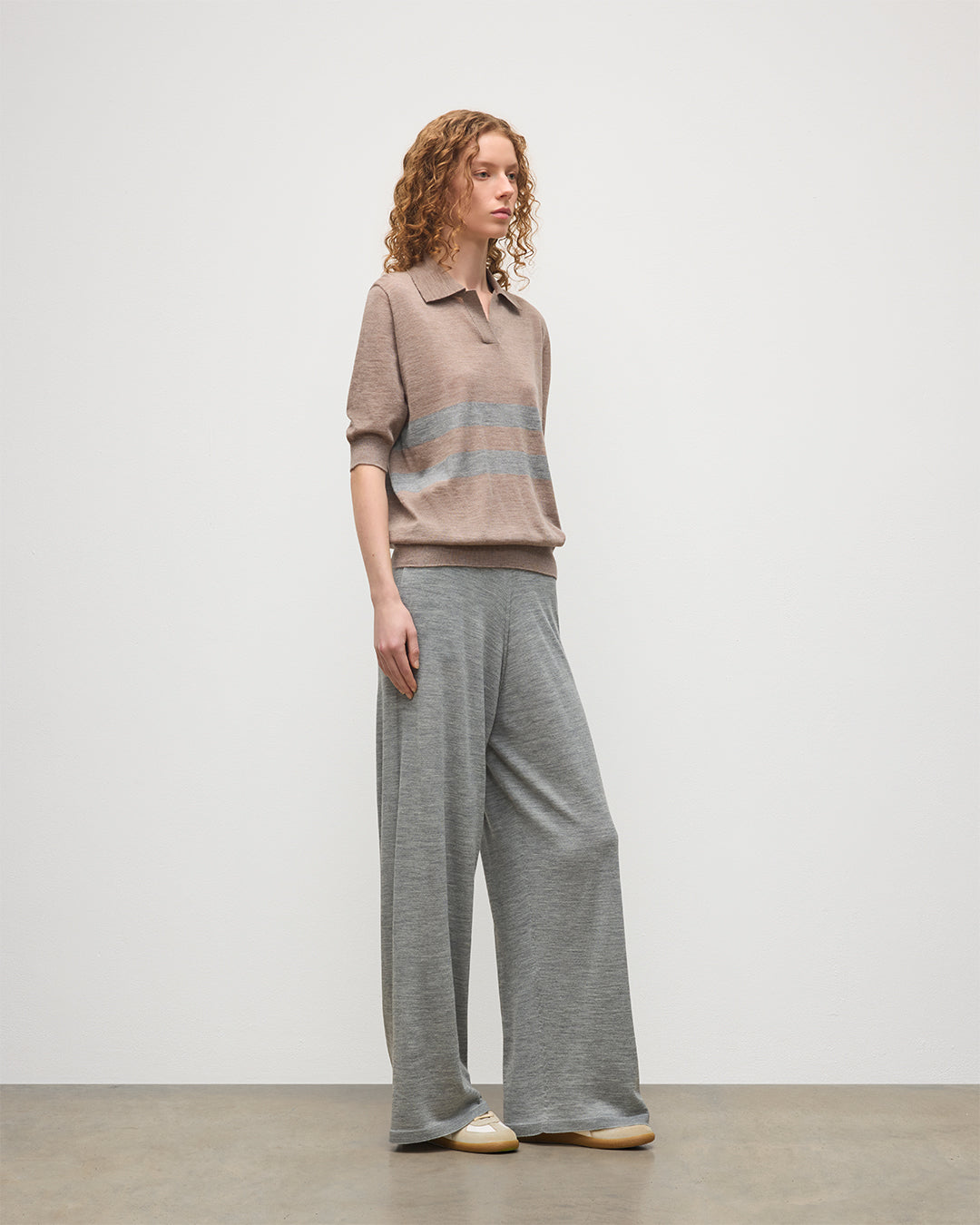 Coira Brown & Grey Superfine Cashmere Polo Shirt
