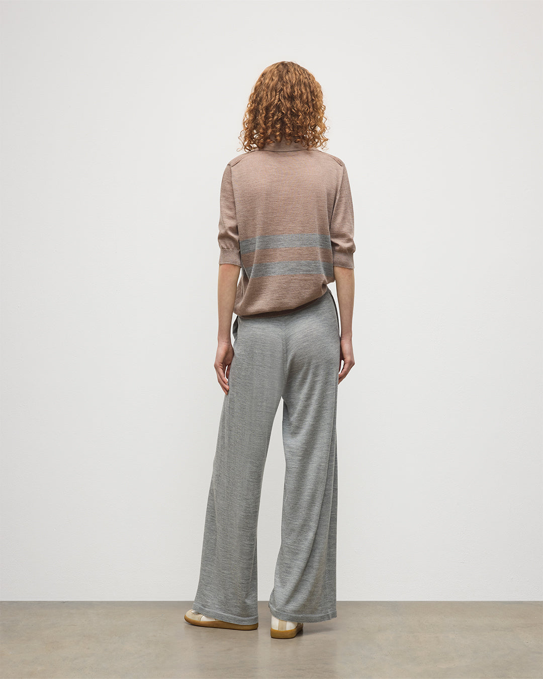 Coira Brown & Grey Superfine Cashmere Polo Shirt