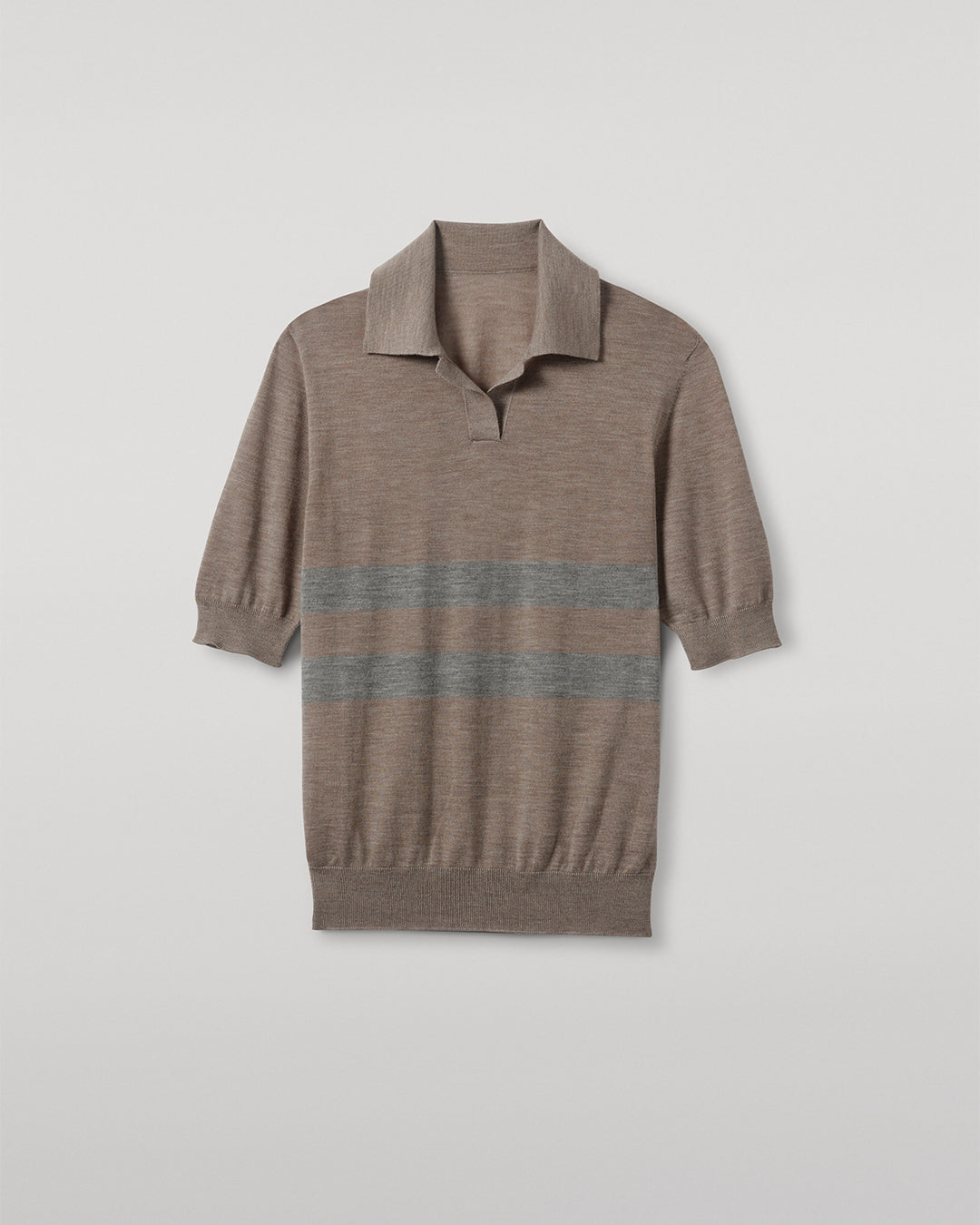Coira Brown & Grey Superfine Cashmere Polo Shirt