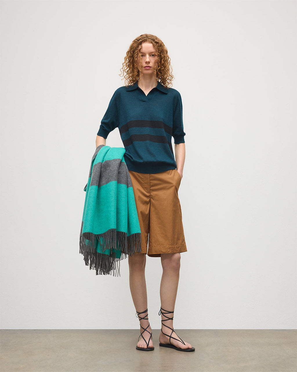 Coira Green & Black Superfine Cashmere Polo Shirt