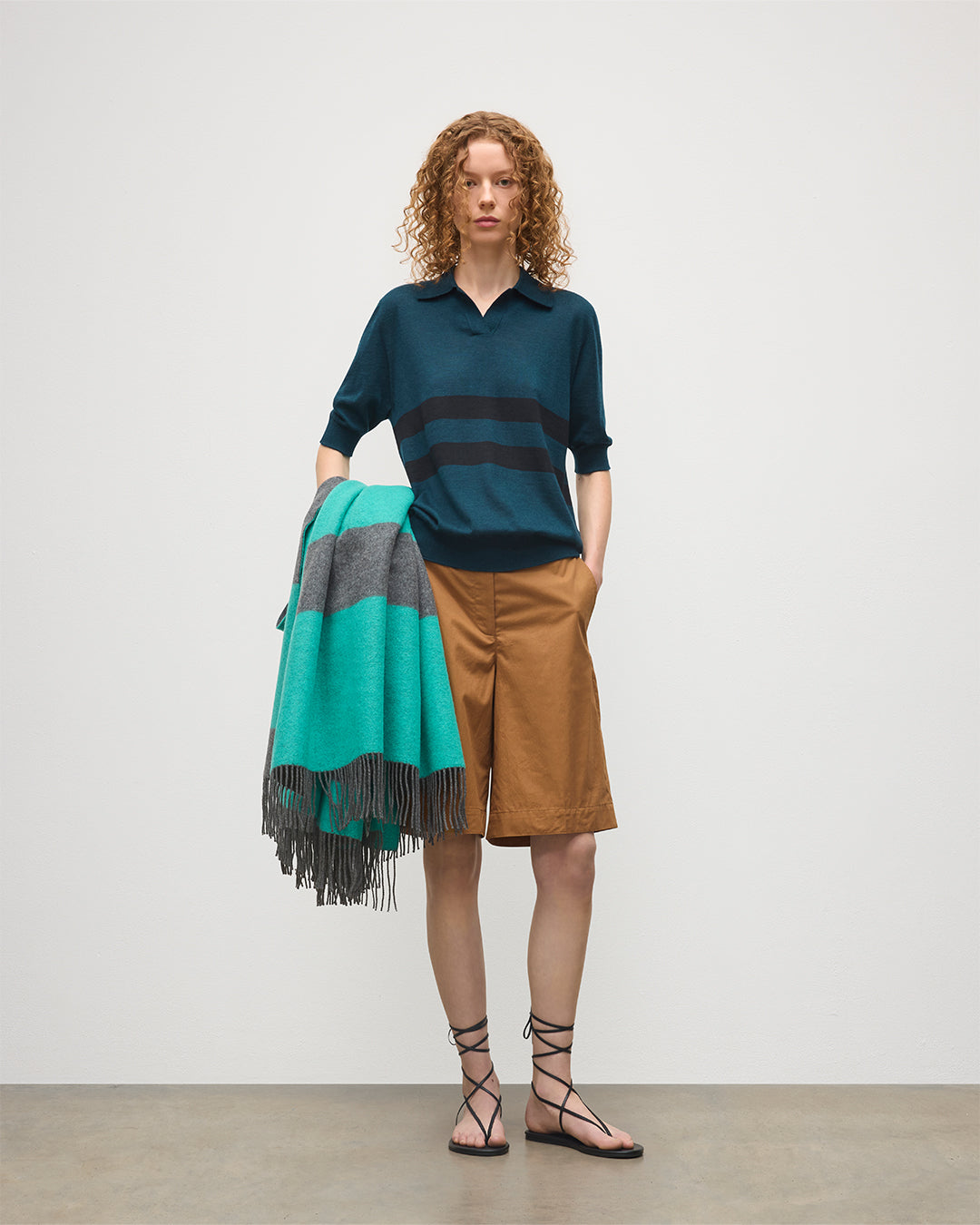 Coira Green & Black Superfine Cashmere Polo Shirt