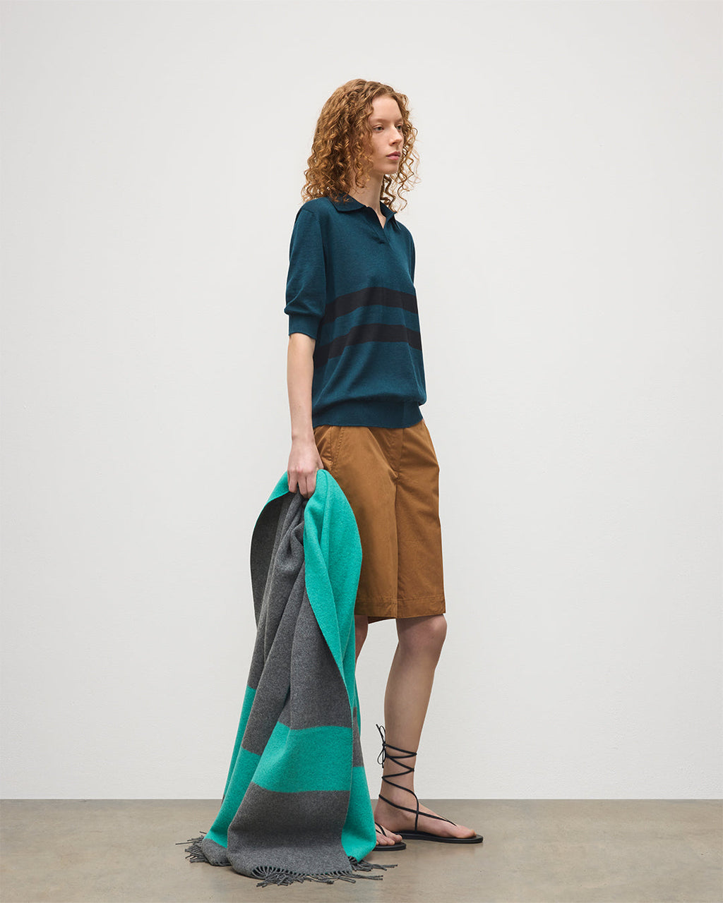 Coira Green & Black Superfine Cashmere Polo Shirt