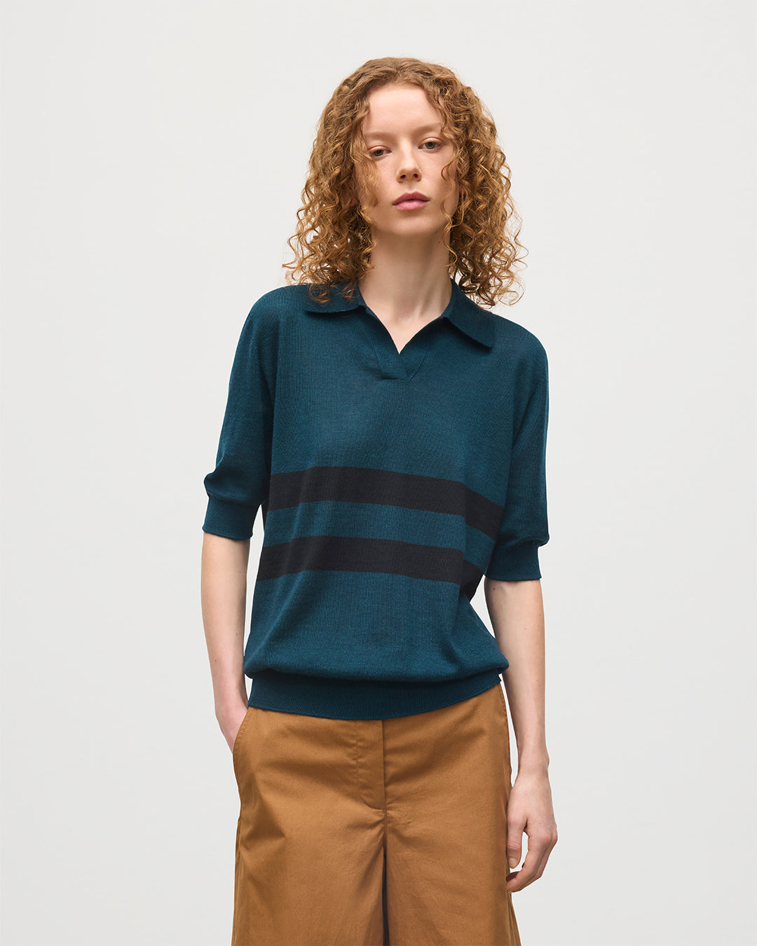 Coira Green & Black Superfine Cashmere Polo Shirt