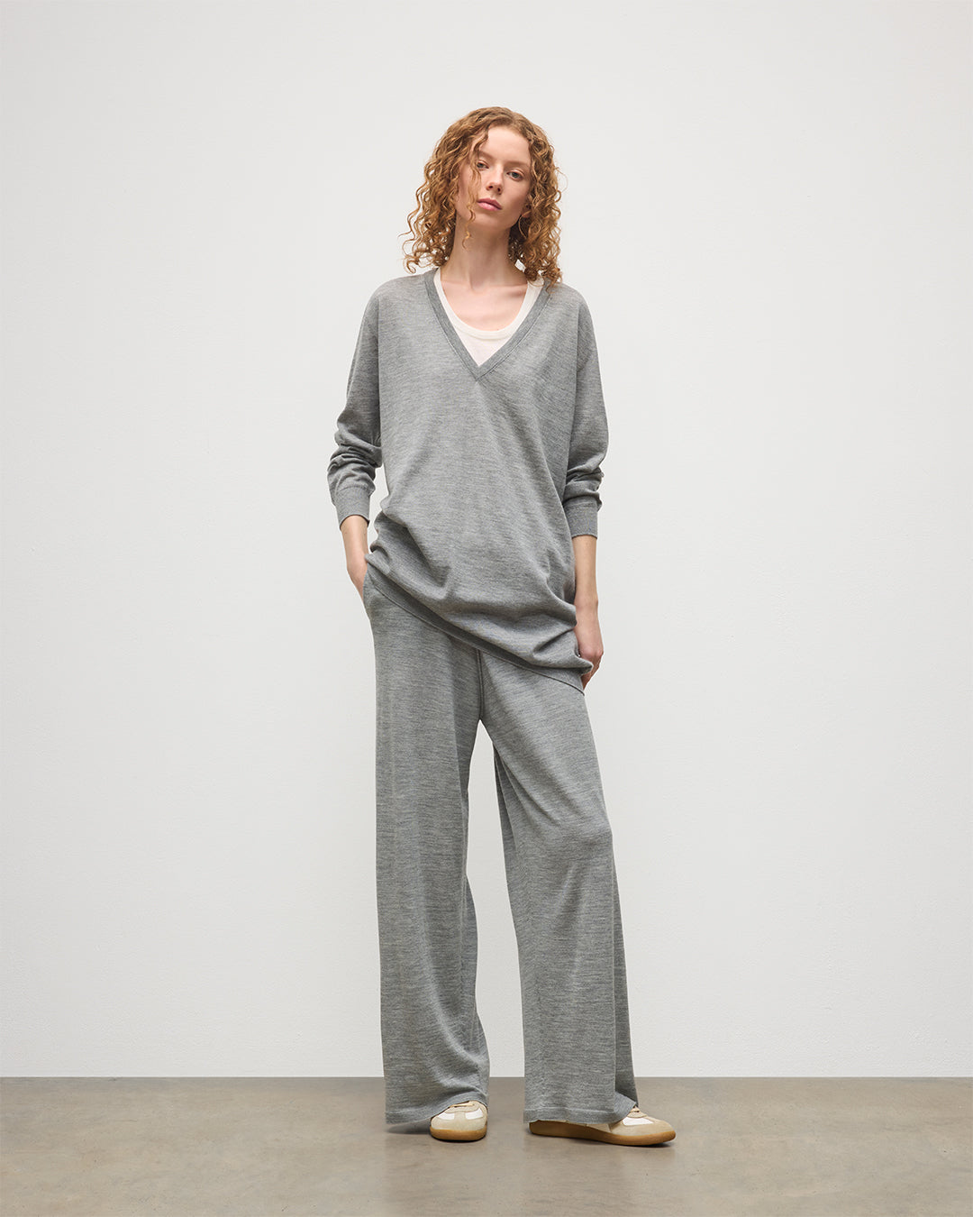 Elise Grey Long Superfine Cashmere Jumper
