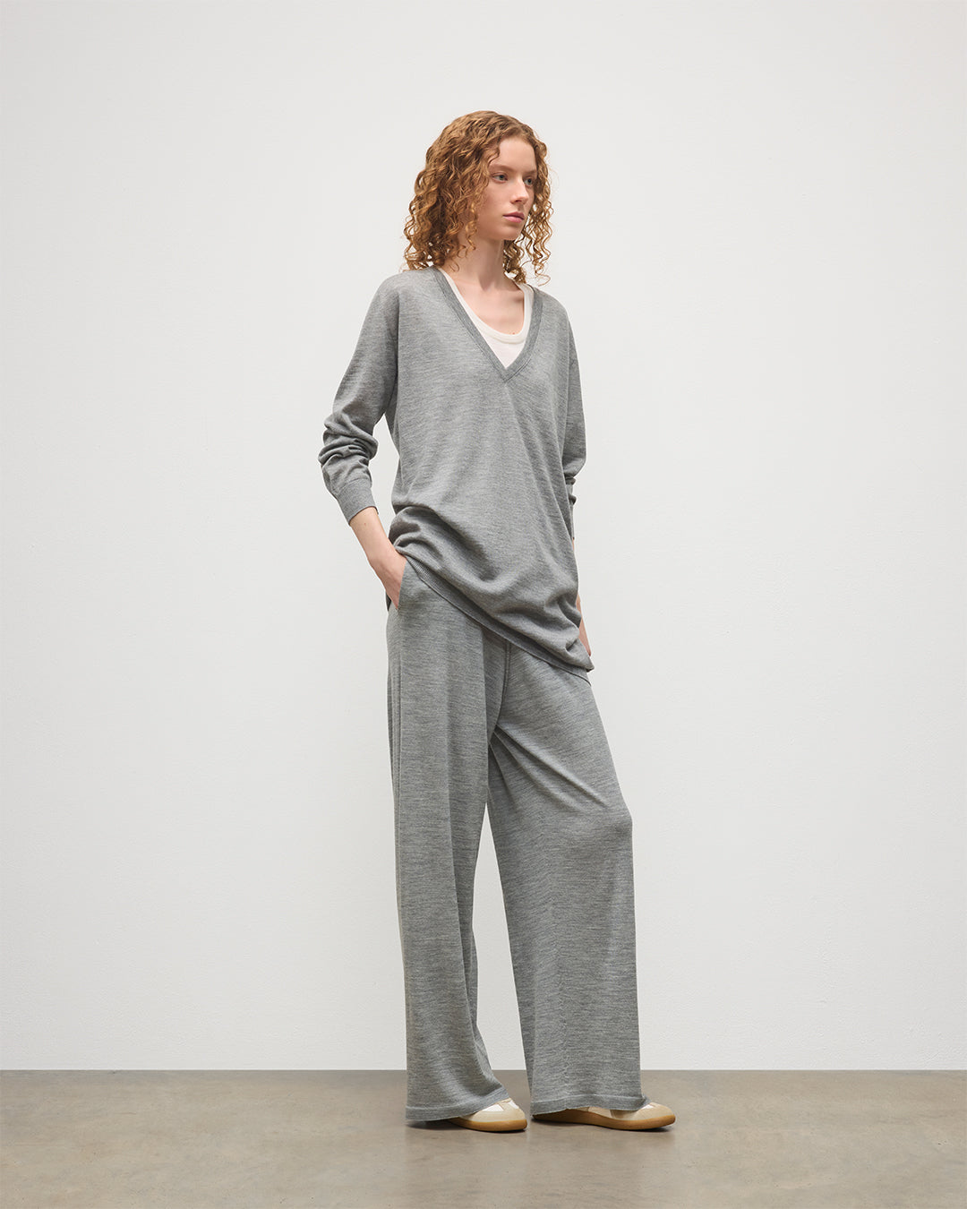 Elise Grey Long Superfine Cashmere Jumper
