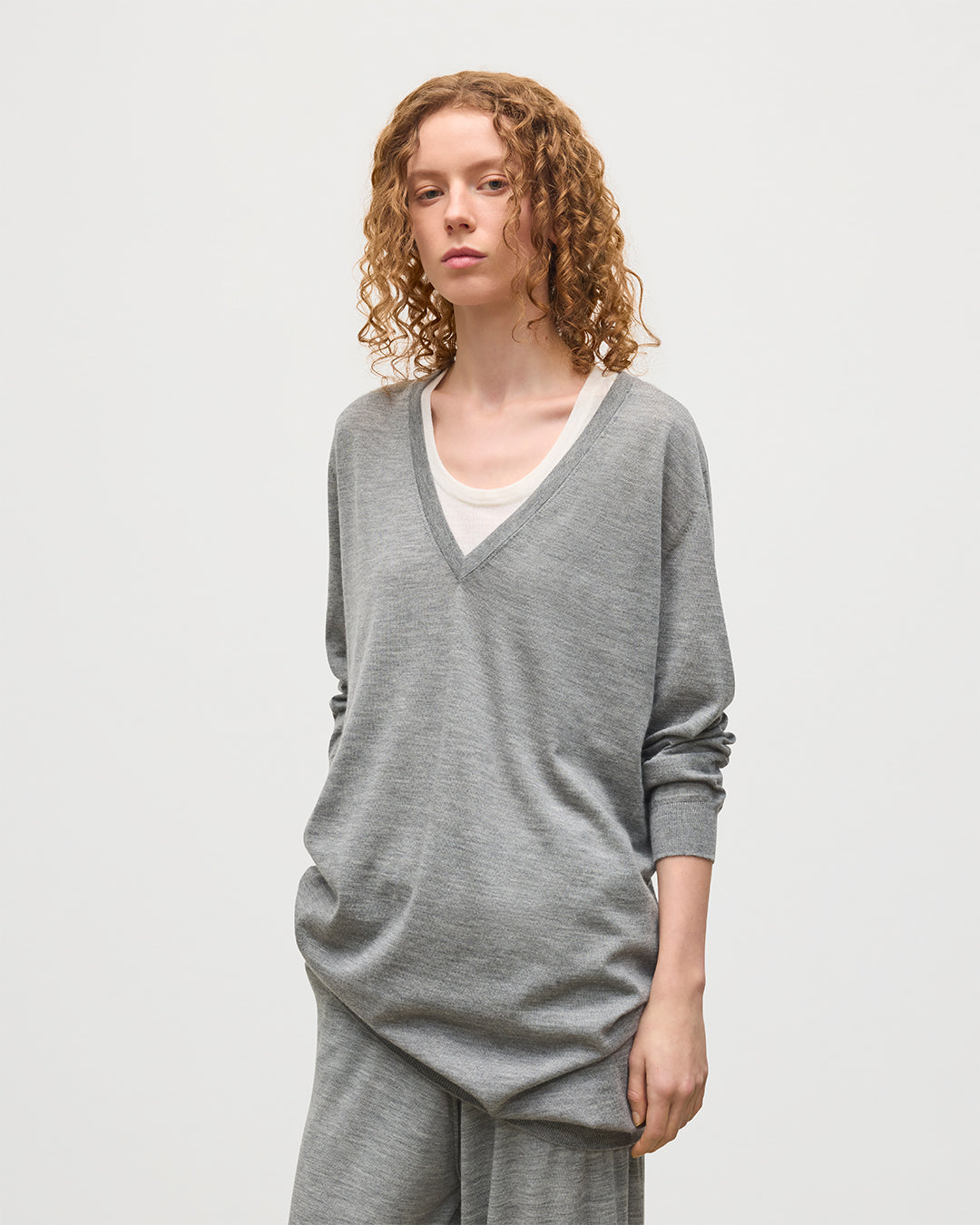 Elise Grey Long Superfine Cashmere Jumper