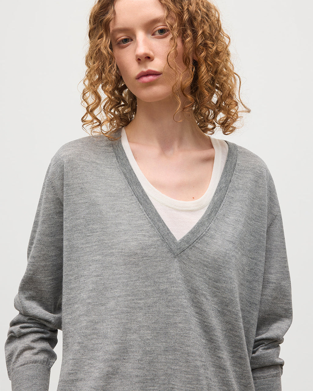 Elise Grey Long Superfine Cashmere Jumper