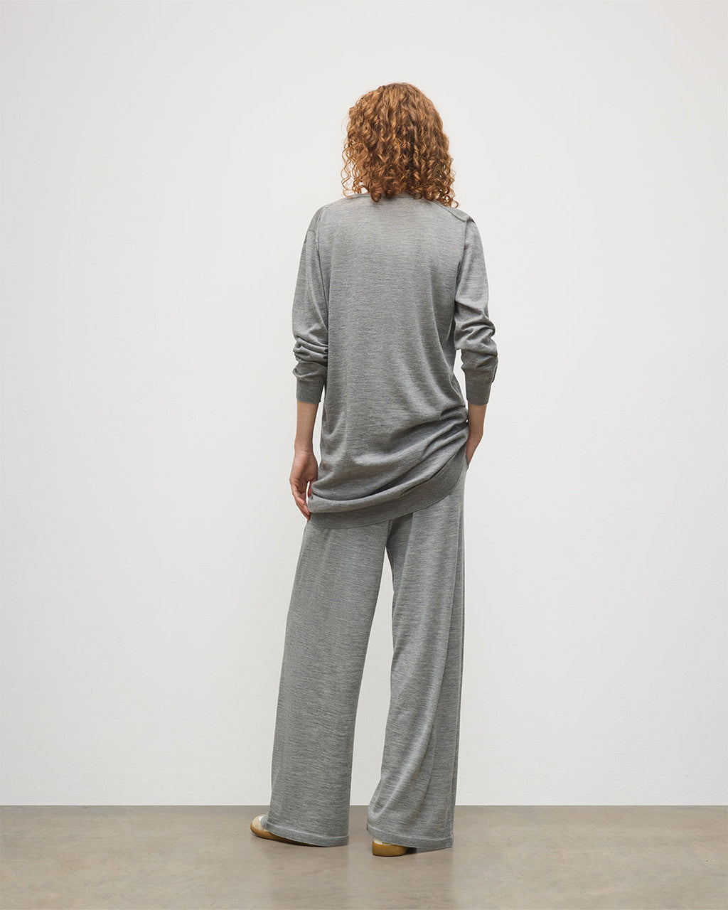 Elise Grey Long Superfine Cashmere Jumper