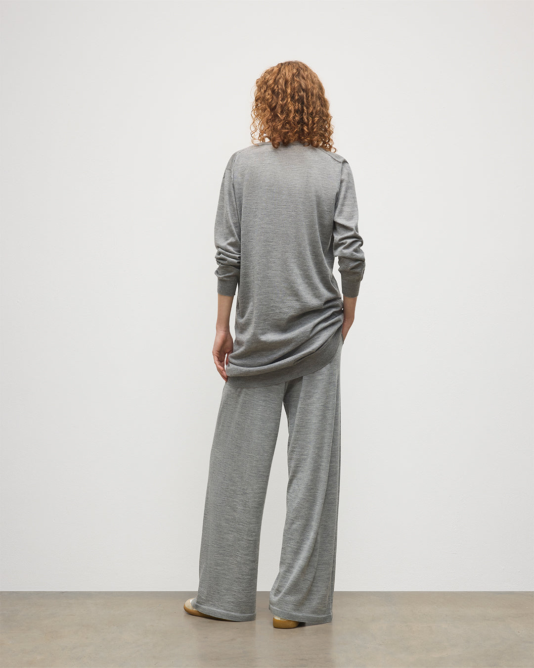 Elise Grey Long Superfine Cashmere Jumper