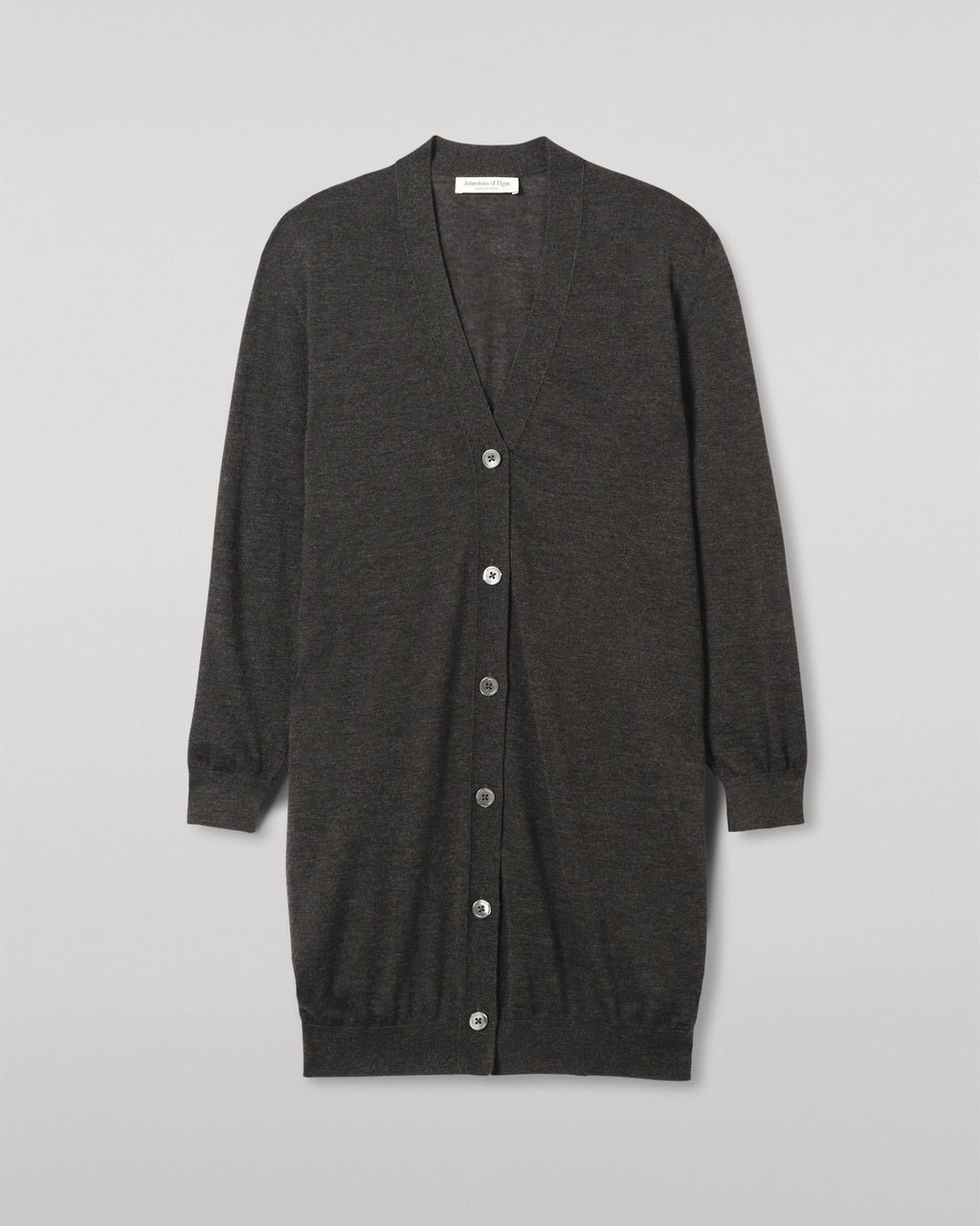 Elise Dark Grey Long Superfine Cashmere Cardigan