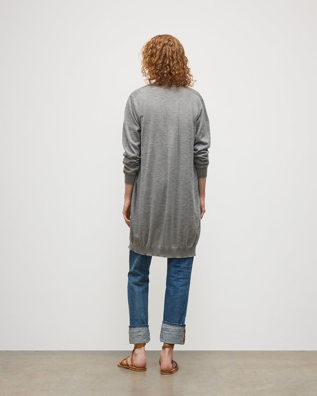 Elise Grey Long Superfine Cashmere Cardigan