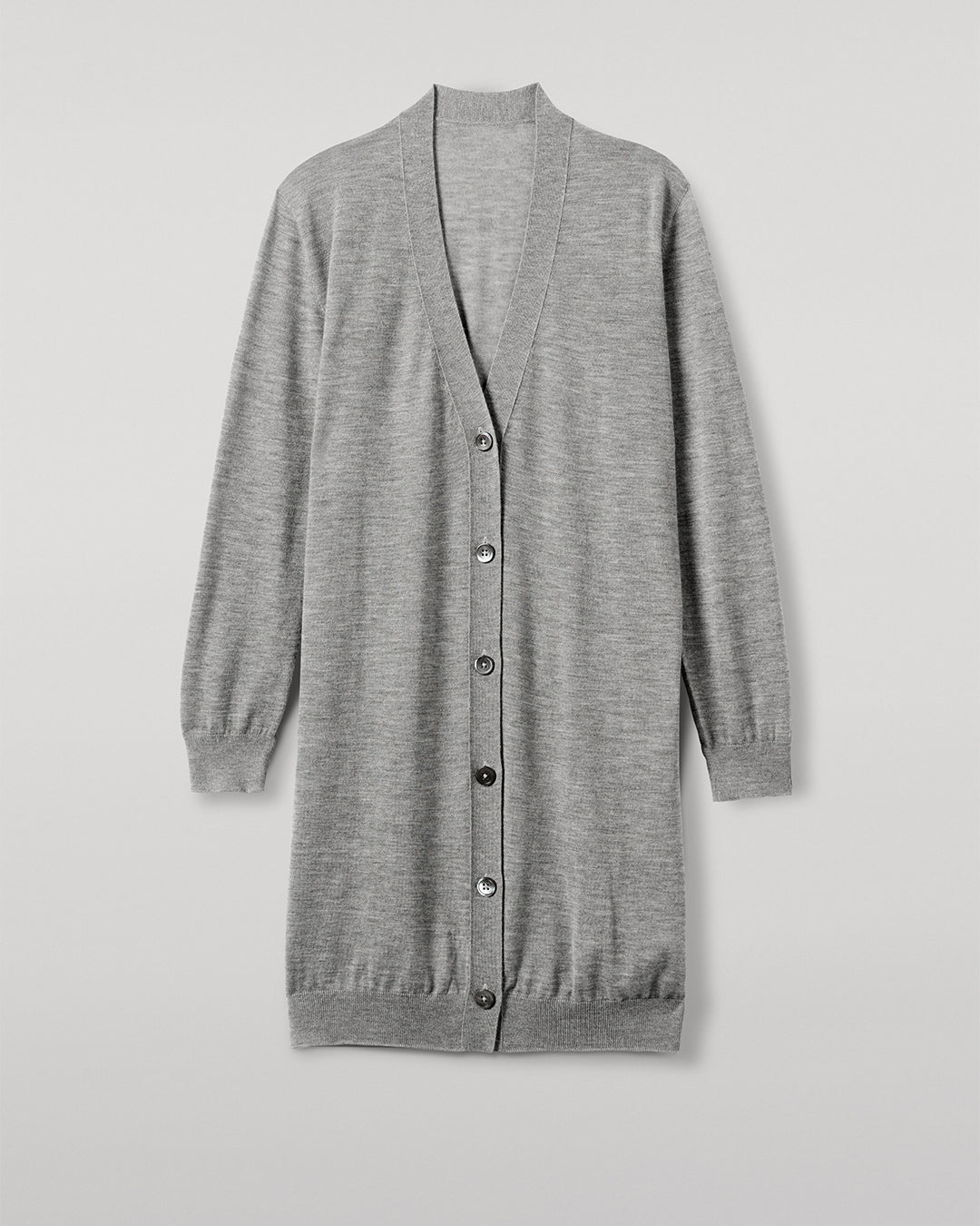 Elise Grey Long Superfine Cashmere Cardigan