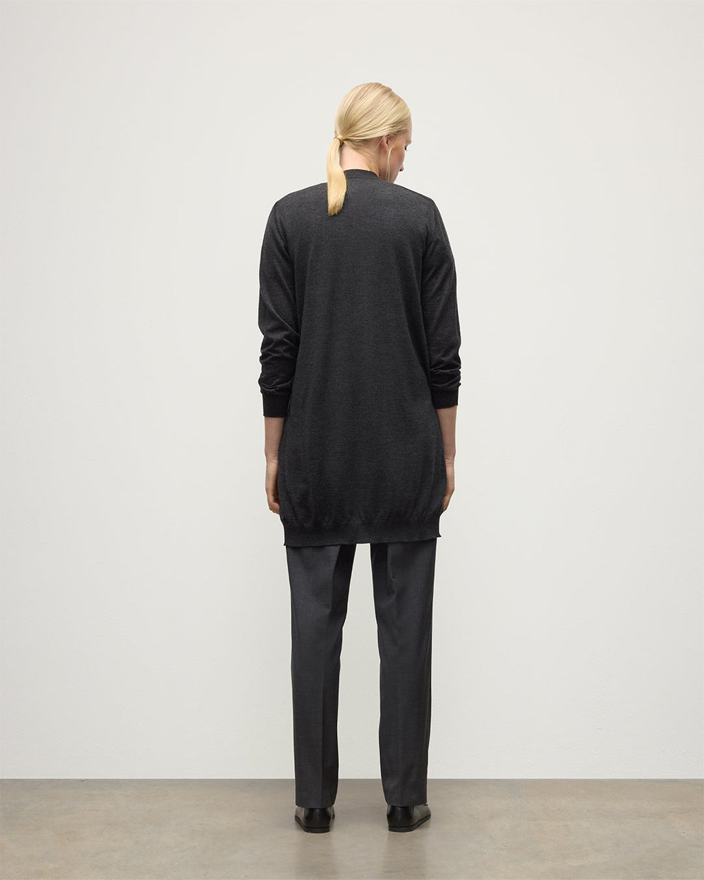 Elise Dark Grey Long Superfine Cashmere Cardigan