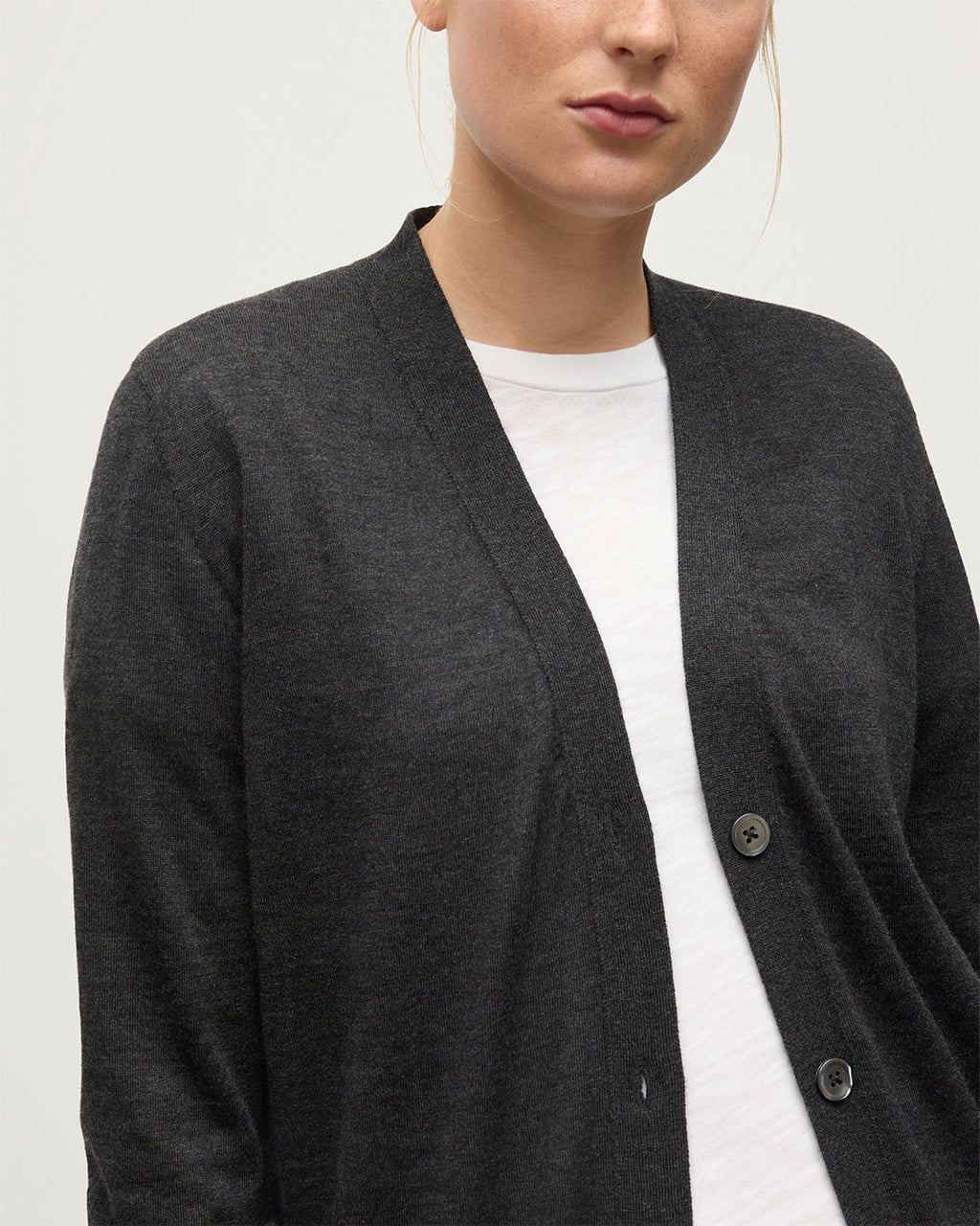 Elise Dark Grey Long Superfine Cashmere Cardigan