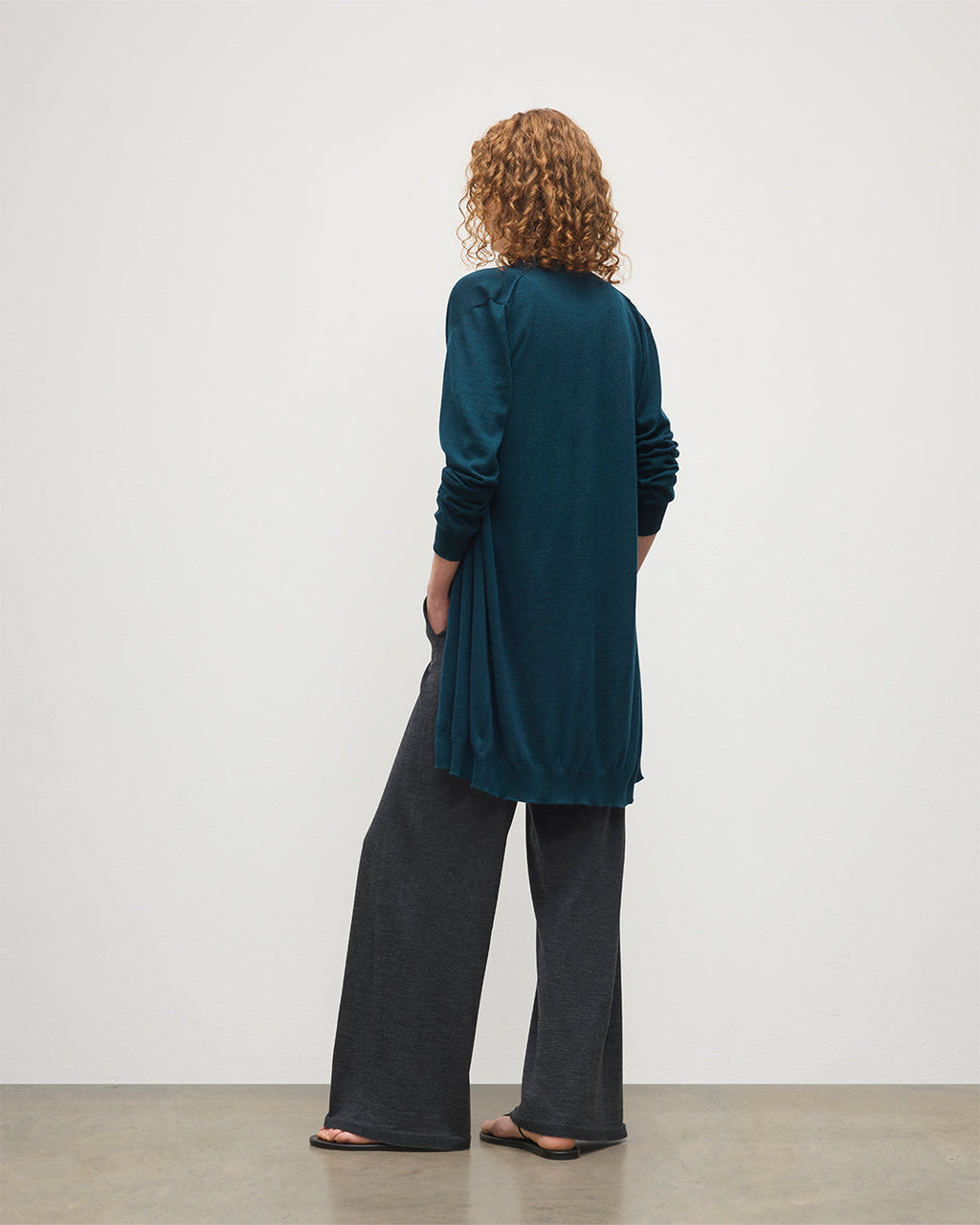 Elise Bottle Green Long Superfine Cashmere Cardigan