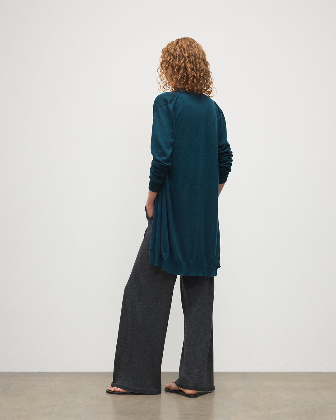 Elise Bottle Green Long Superfine Cashmere Cardigan