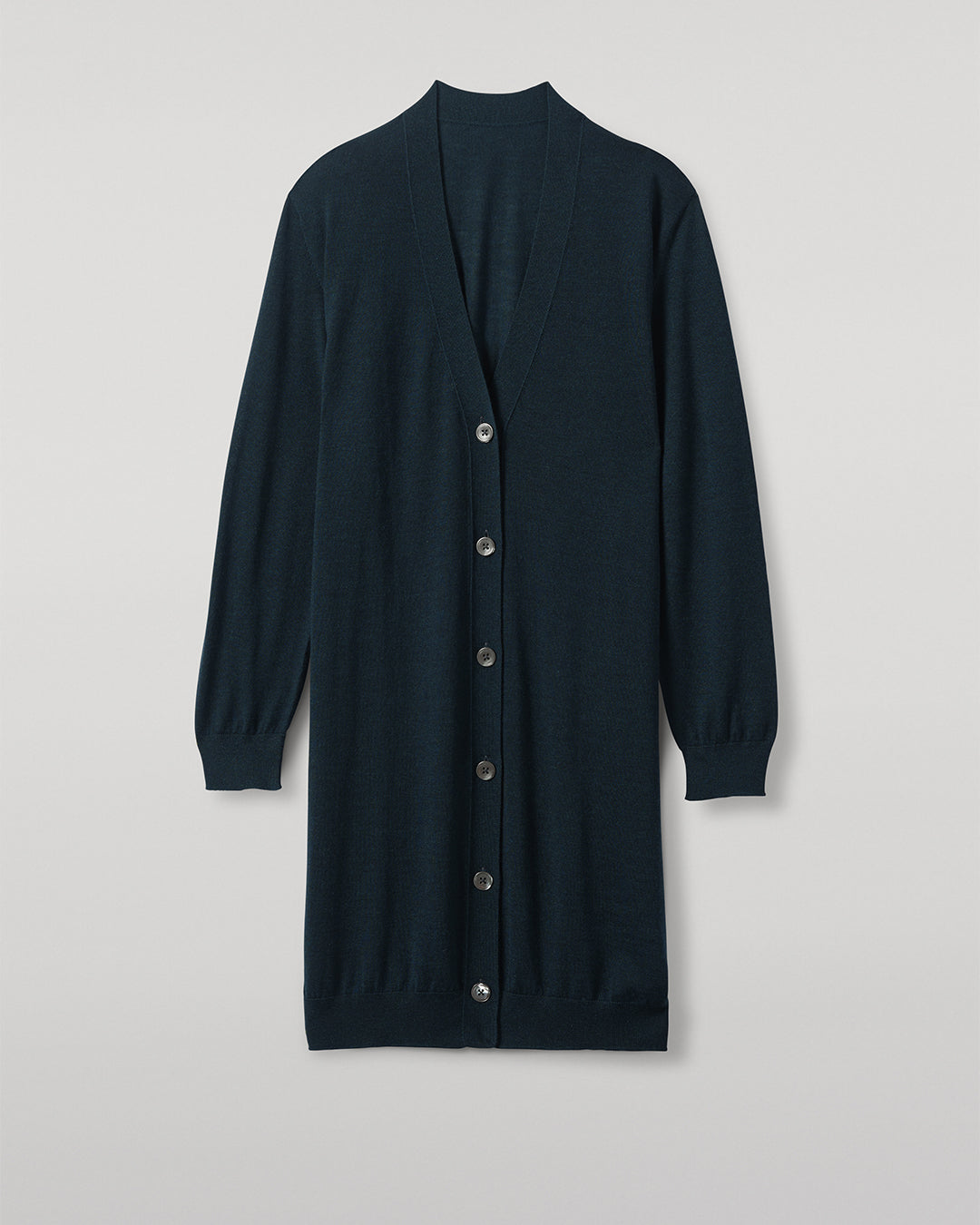 Elise Bottle Green Long Superfine Cashmere Cardigan