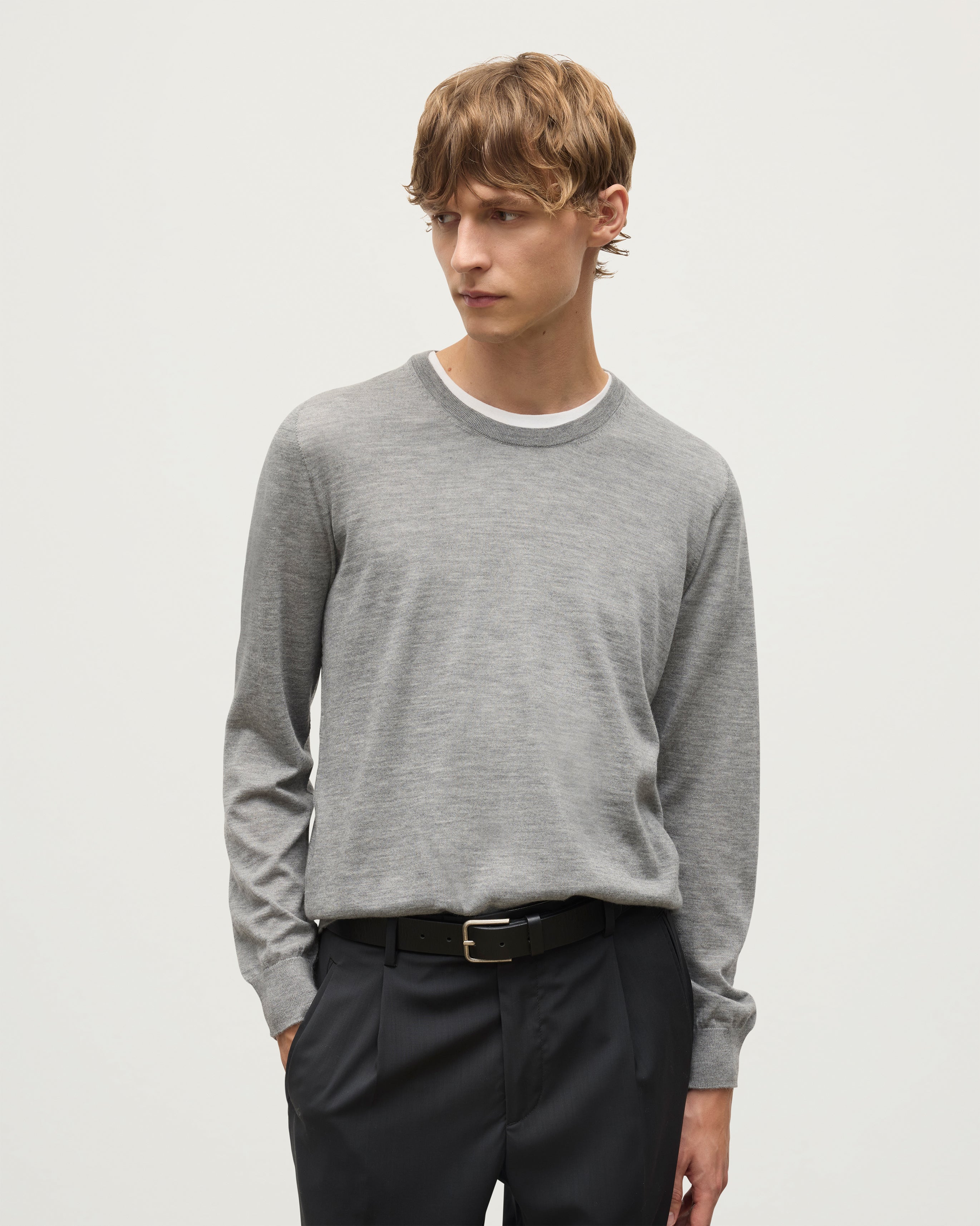 Fin Grey Superfine Cashmere Jumper
