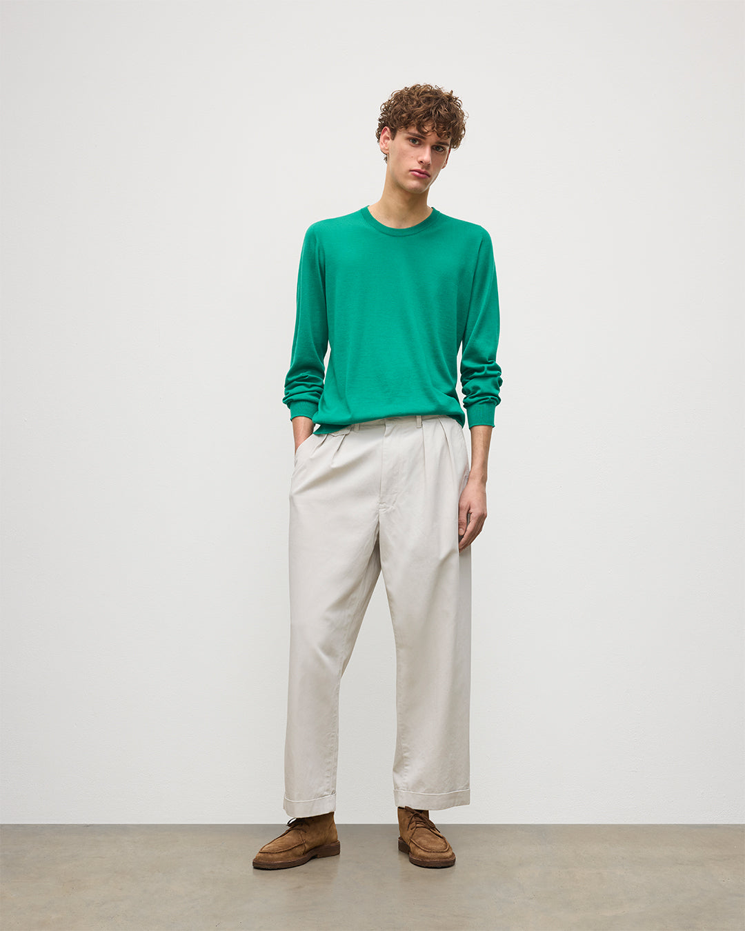 Fin Bright Green Superfine Cashmere Jumper
