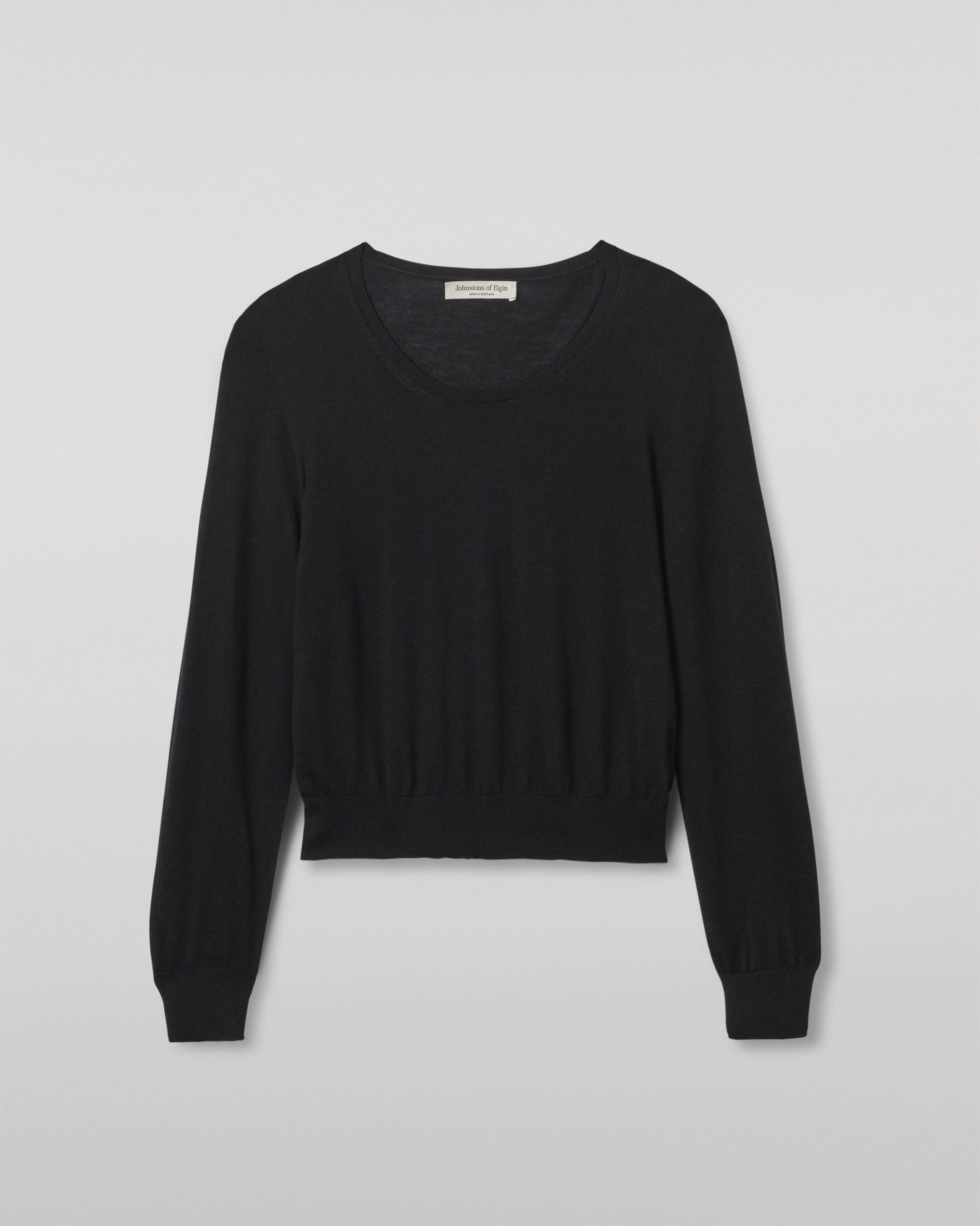 Ella Scoop Neck Superfine Cashmere Black Jumper
