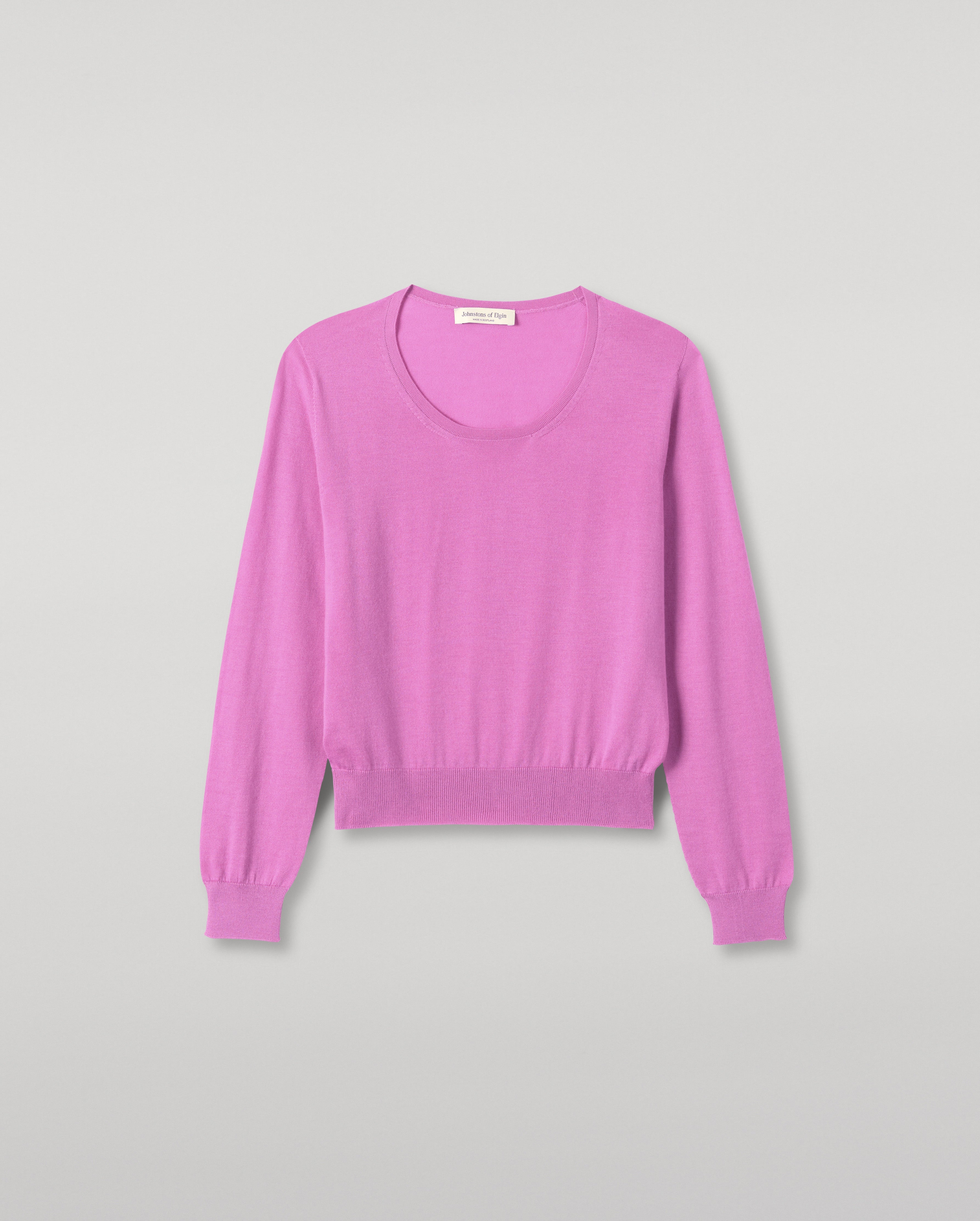 Ella Pink Superfine Cashmere Scoop Neck Jumper