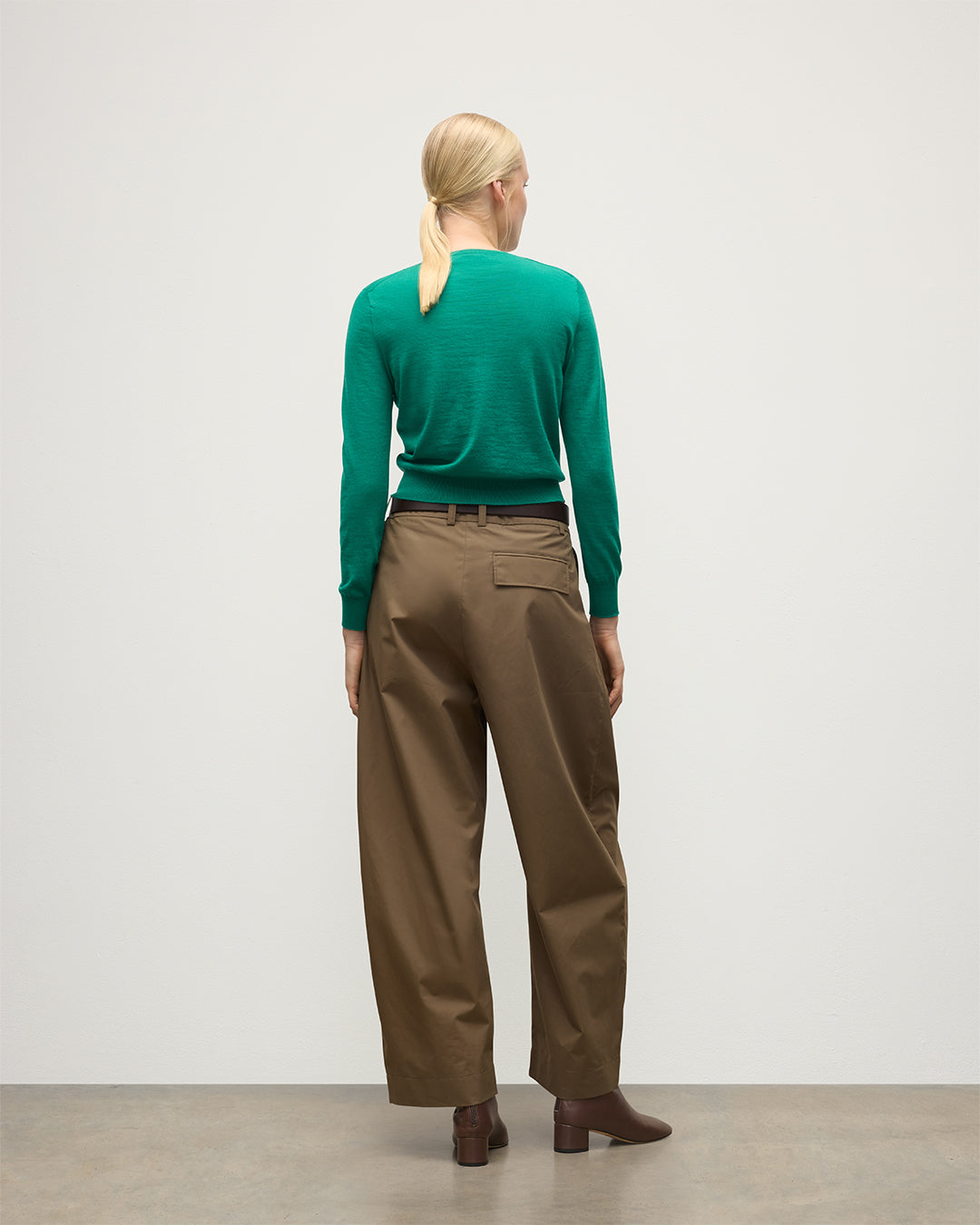 Ella Bright Green Superfine Cashmere Scoop Neck Jumper