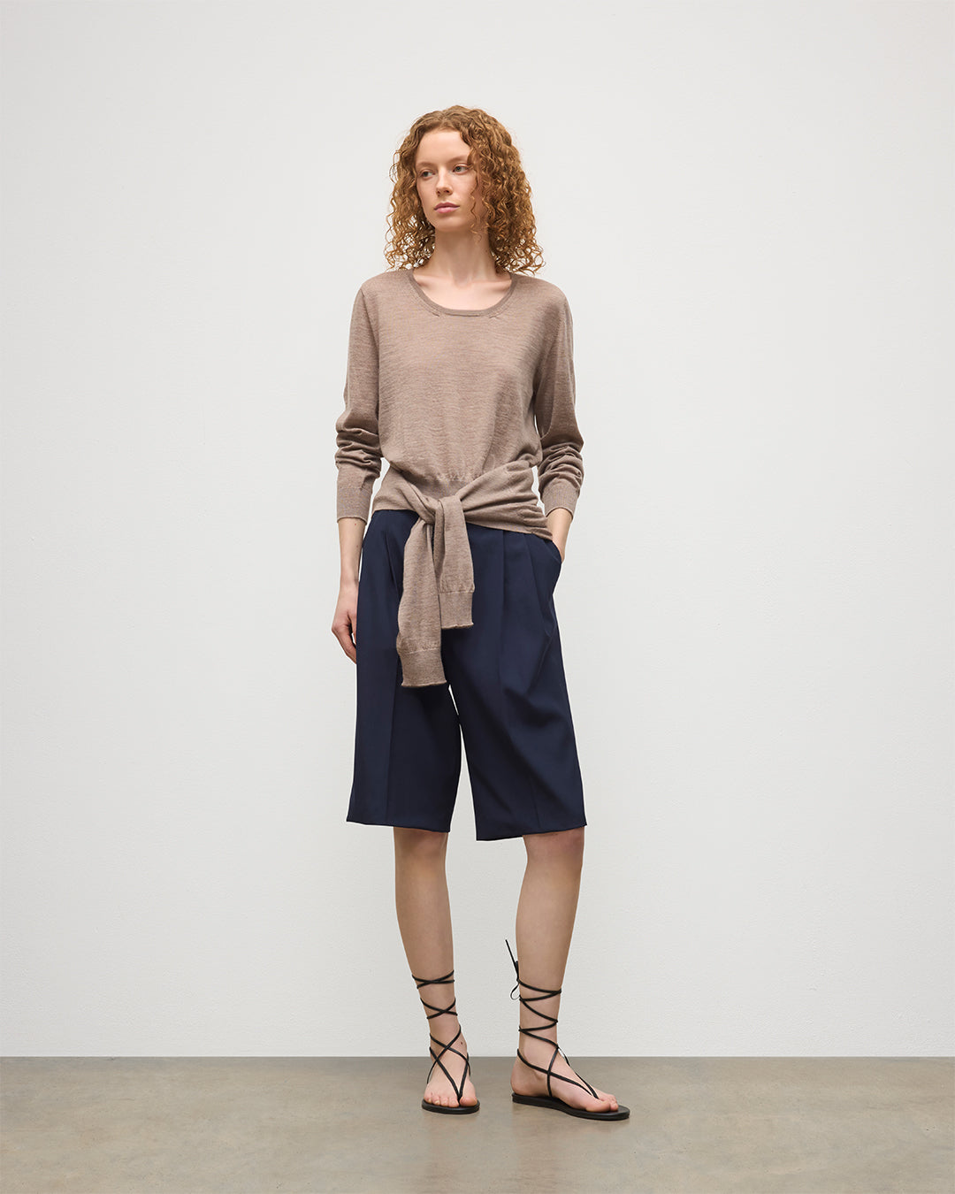 Ella Light Brown Superfine Cashmere Scoop Neck Jumper