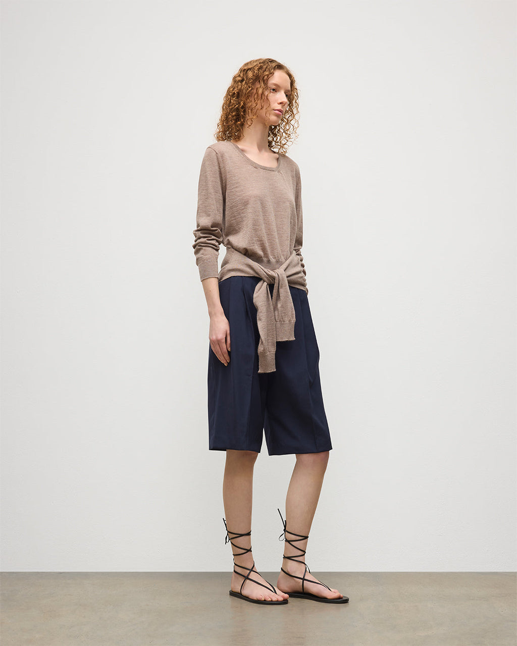 Ella Light Brown Superfine Cashmere Scoop Neck Jumper