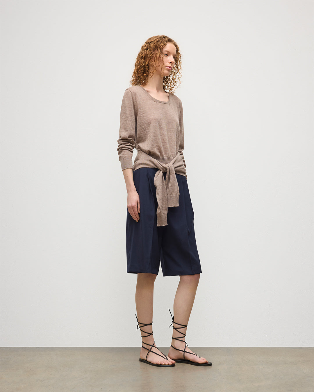 Ella Light Brown Superfine Cashmere Scoop Neck Jumper